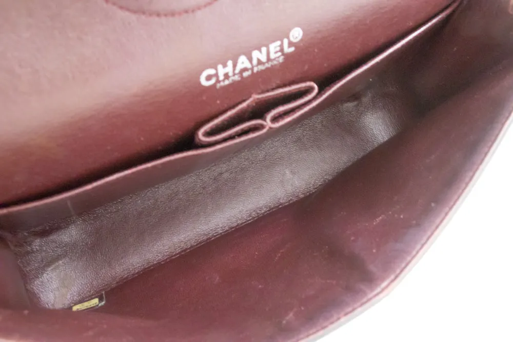 CHANEL Classic Double Flap 10" Chain Shoulder Bag Black Lambskin m73