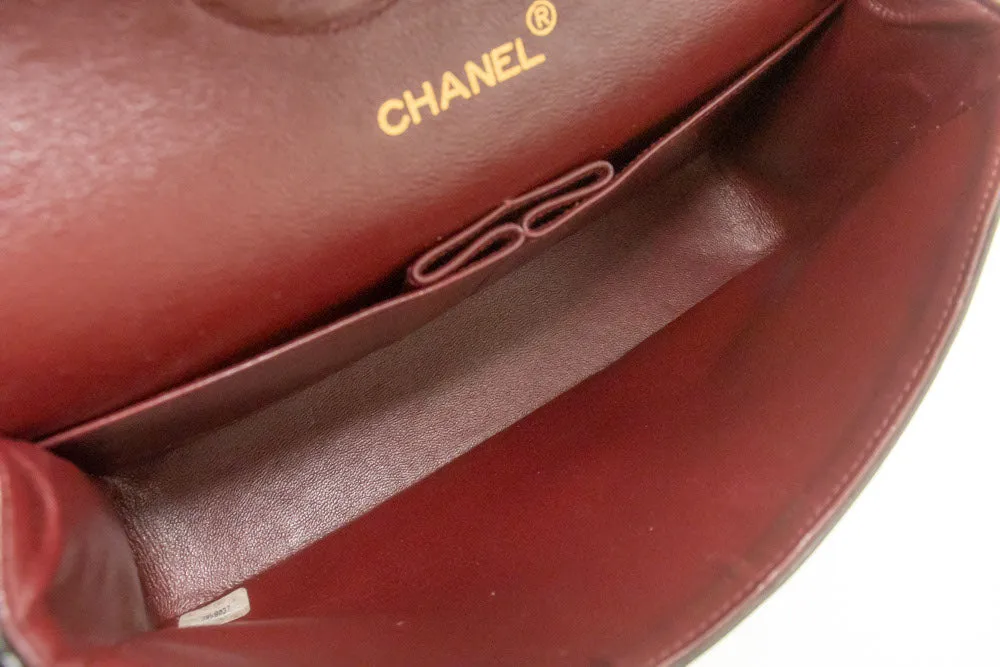 CHANEL Classic Double Flap 10" Chain Shoulder Bag Black Lambskin p59