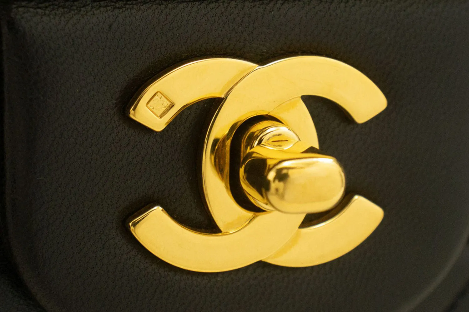 CHANEL Classic Double Flap 10" Chain Shoulder Bag Black Lambskin p59