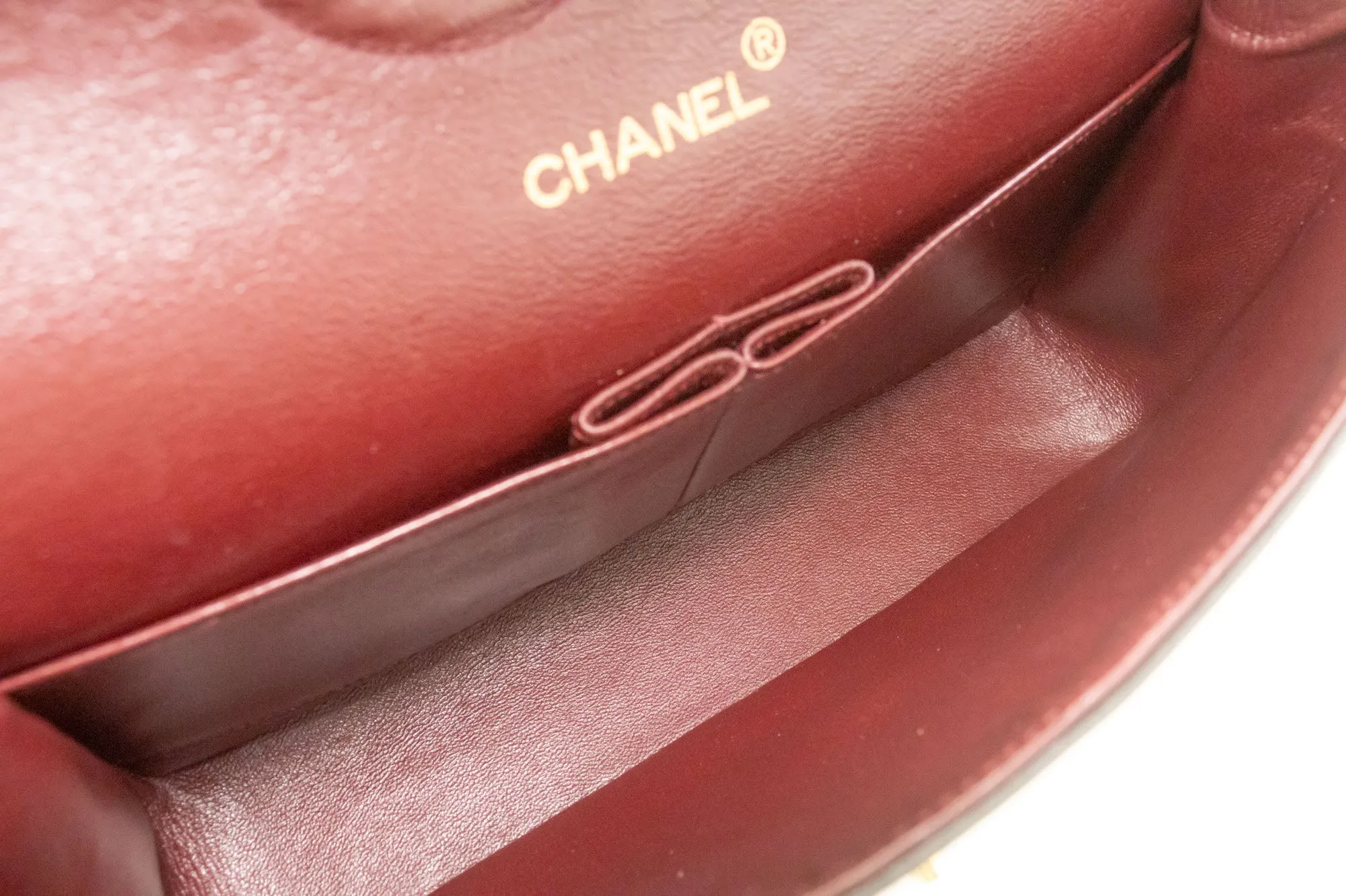 CHANEL Classic Double Flap 10" Chain Shoulder Bag Black Lambskin p59