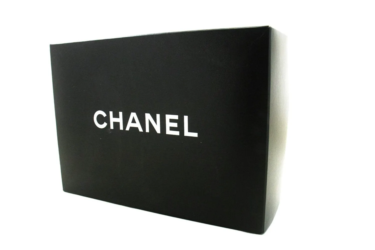 CHANEL Classic Double Flap 10" Silver Chain Shoulder Bag Black Lam n65