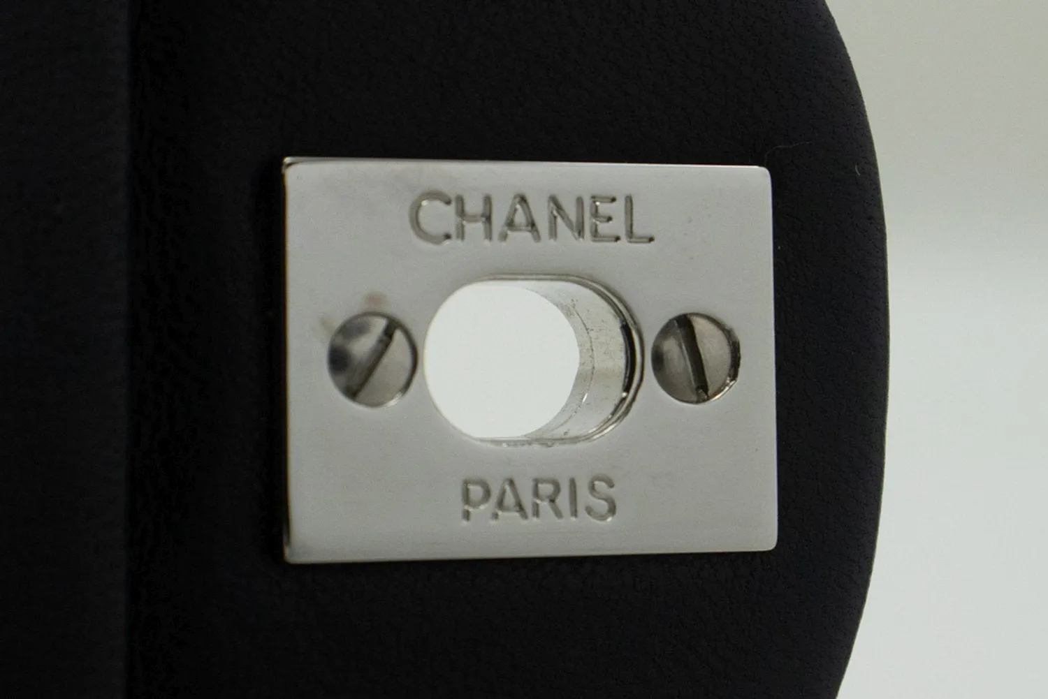 CHANEL Classic Double Flap 10" Silver Chain Shoulder Bag Black Lam n65