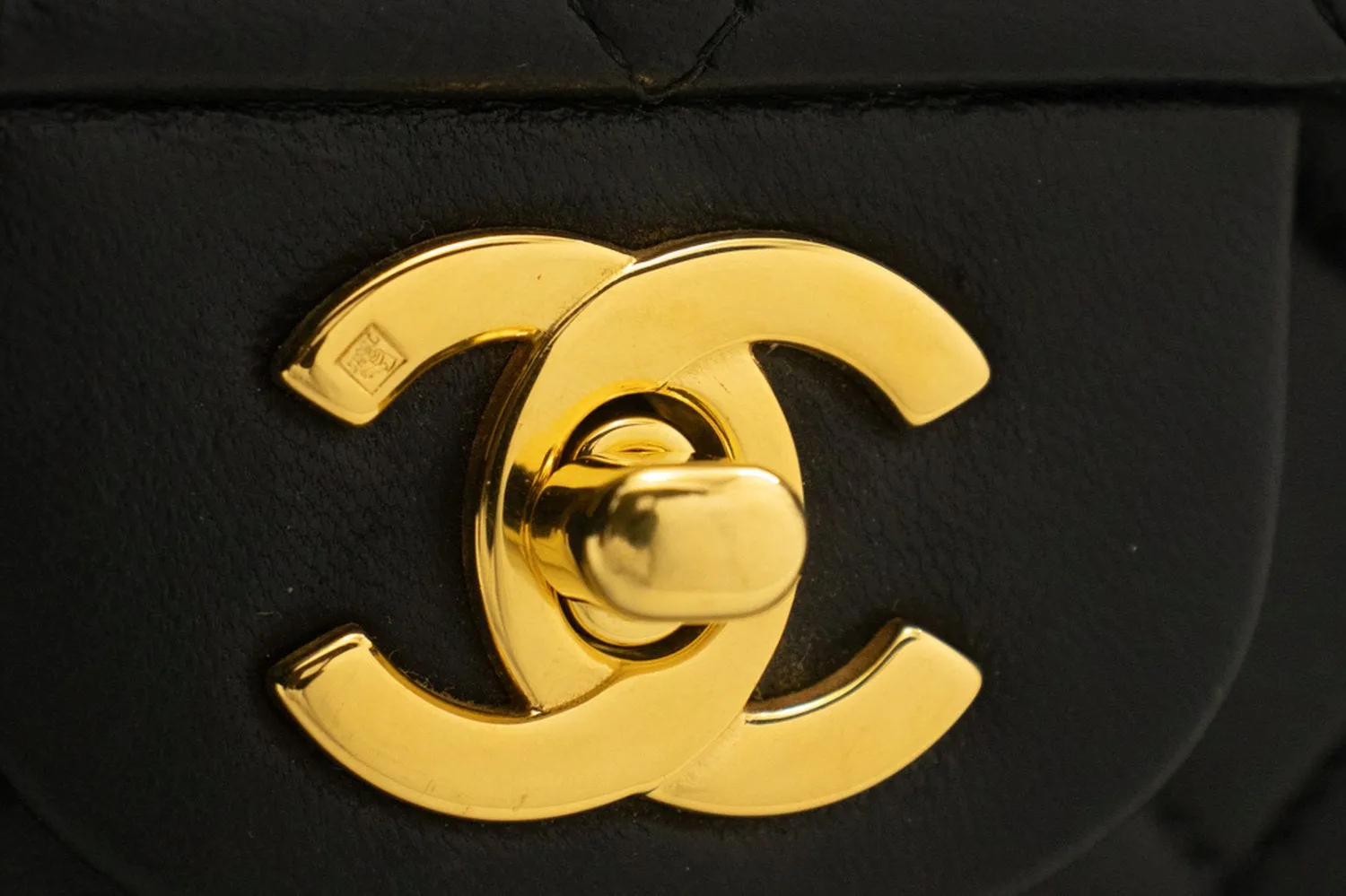 CHANEL Classic Double Flap 9" Chain Shoulder Bag Black Lambskin m67