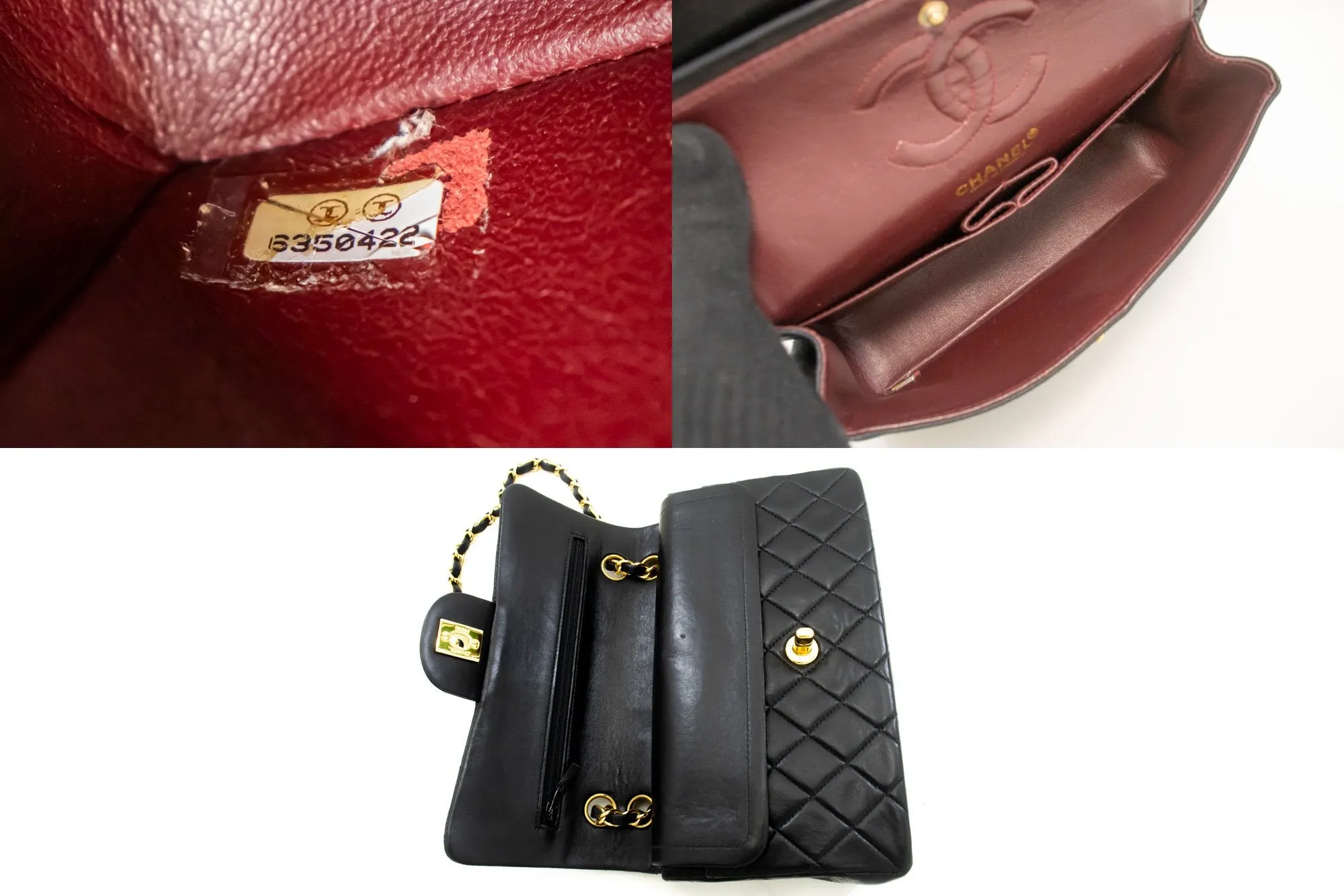 CHANEL Classic Double Flap 9" Chain Shoulder Bag Black Lambskin m67
