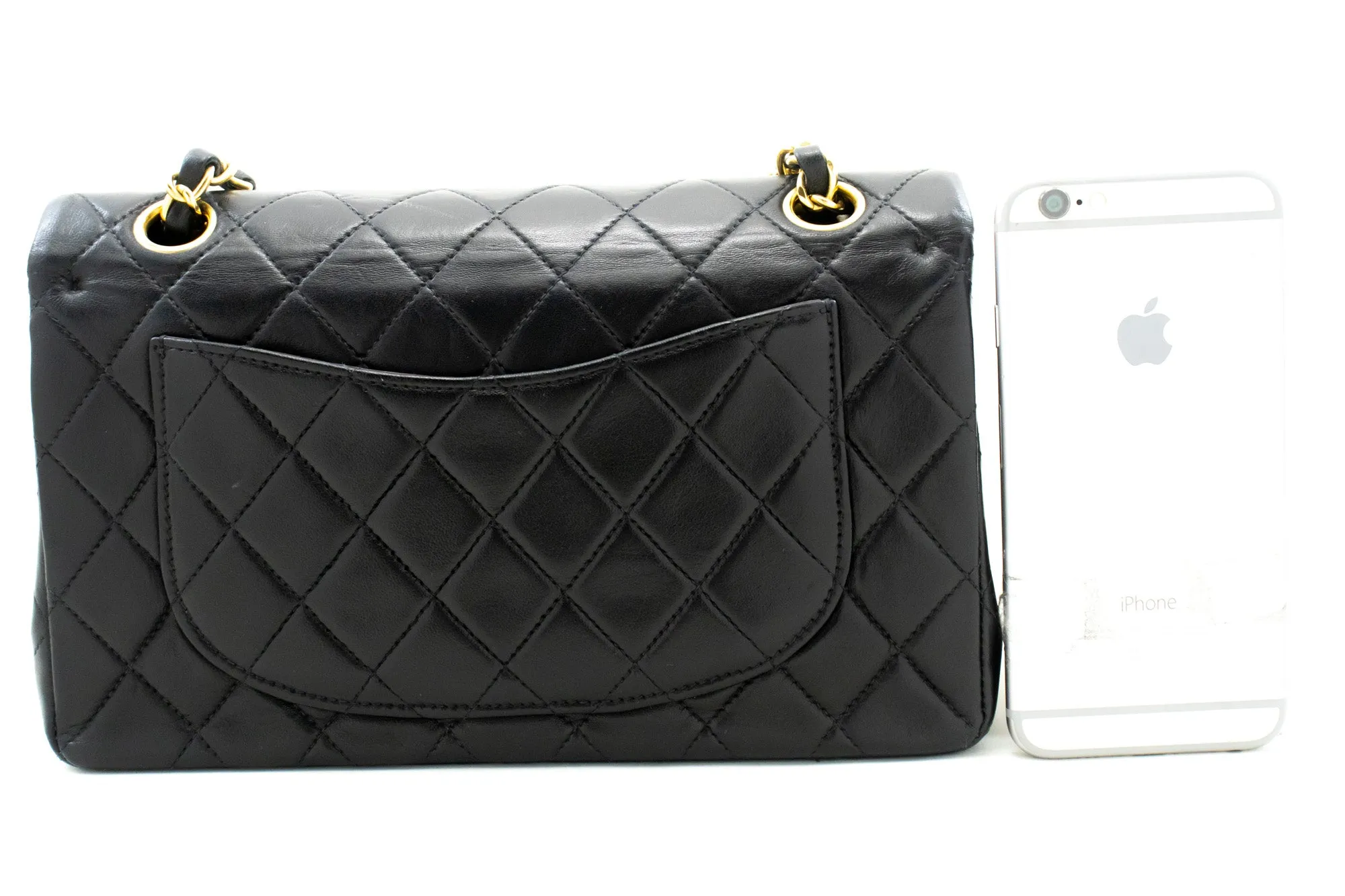 CHANEL Classic Double Flap 9" Chain Shoulder Bag Black Lambskin m67