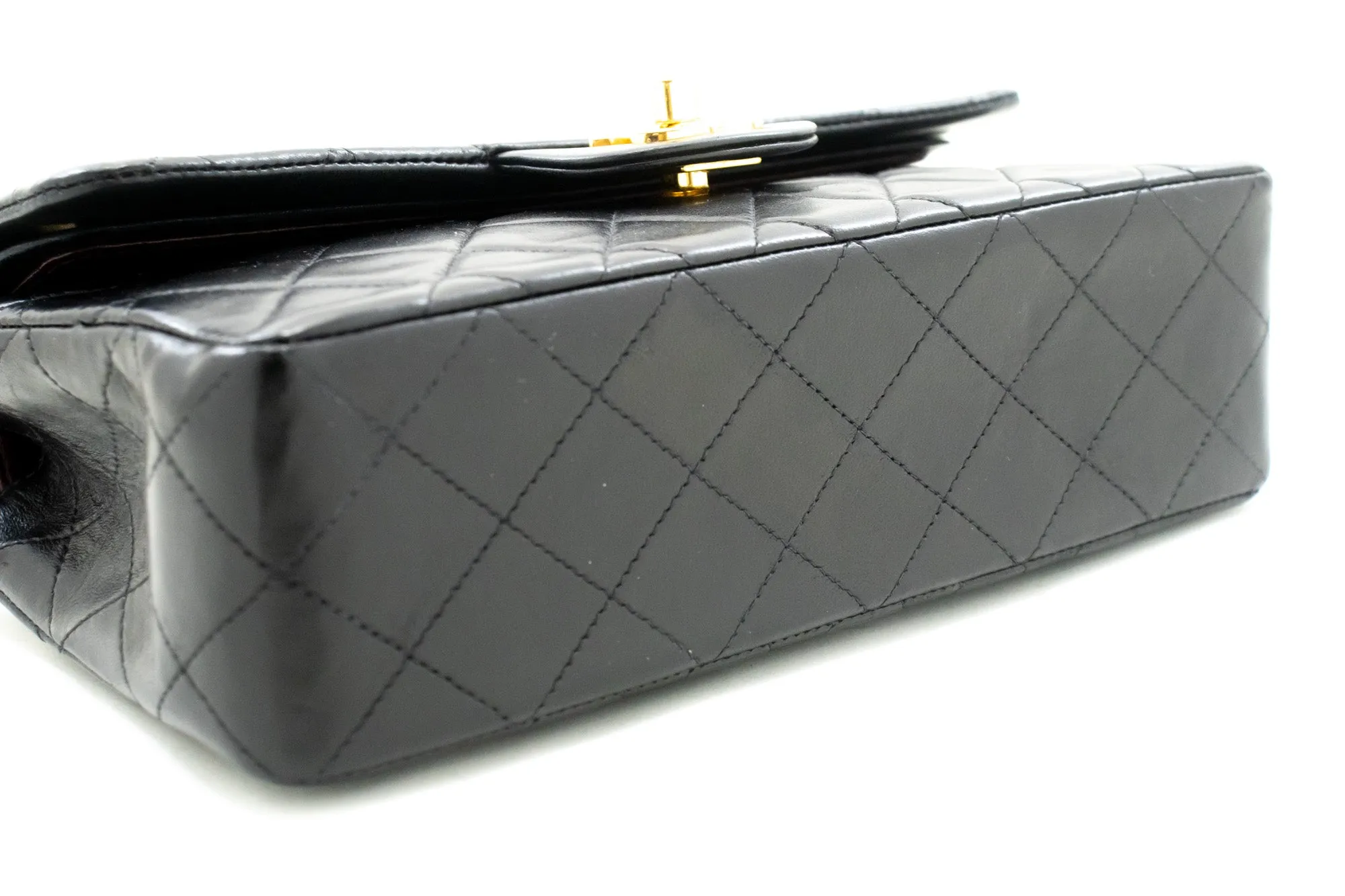 CHANEL Classic Double Flap 9" Chain Shoulder Bag Black Lambskin m67