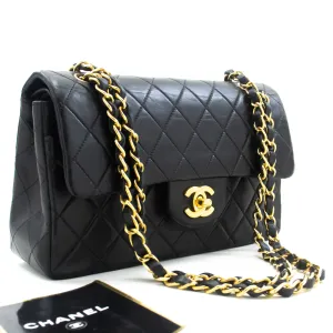 CHANEL Classic Double Flap 9" Chain Shoulder Bag Black Lambskin m67