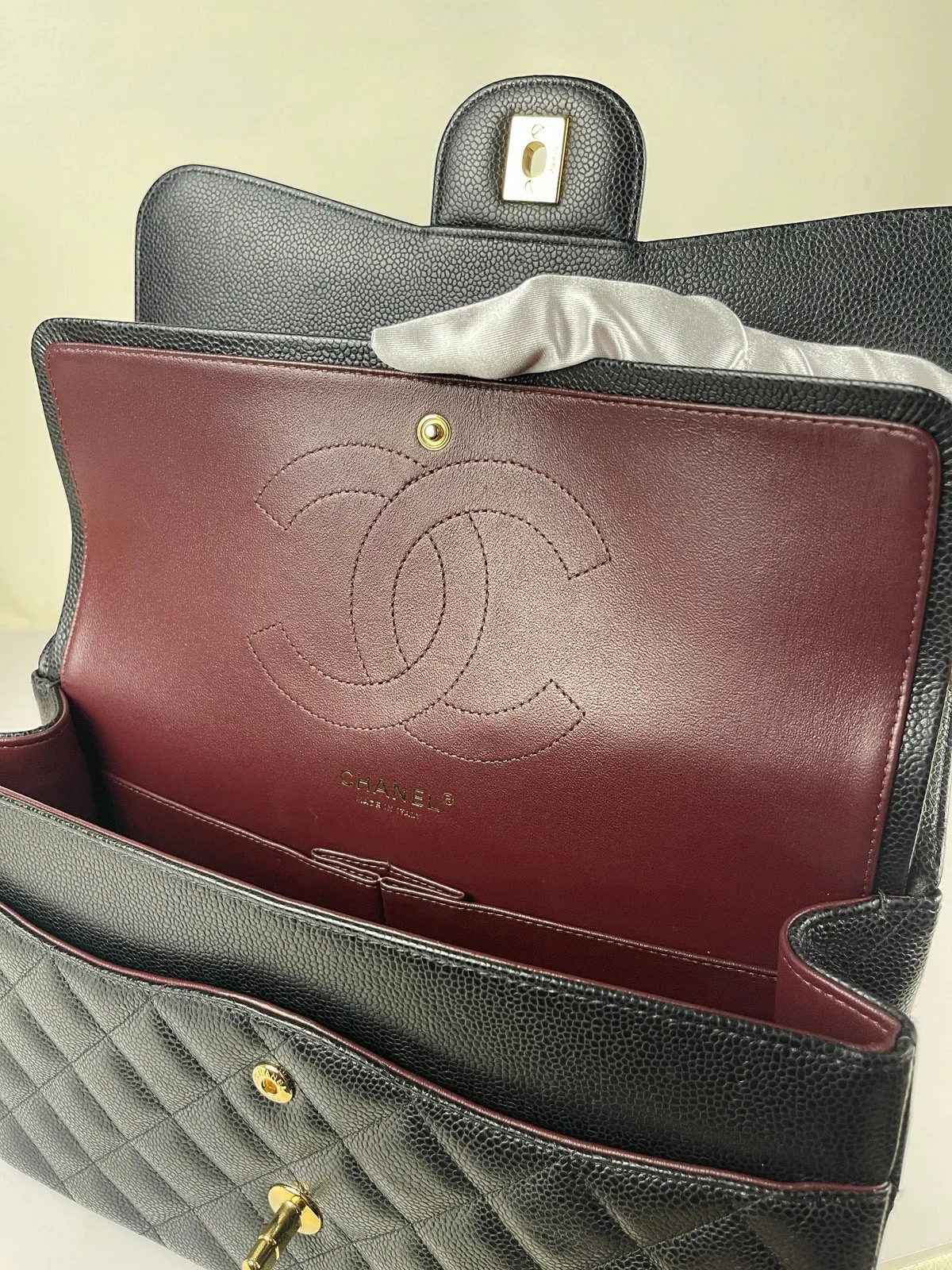 Chanel Classic Flap Jumbo Black Caviar Bag