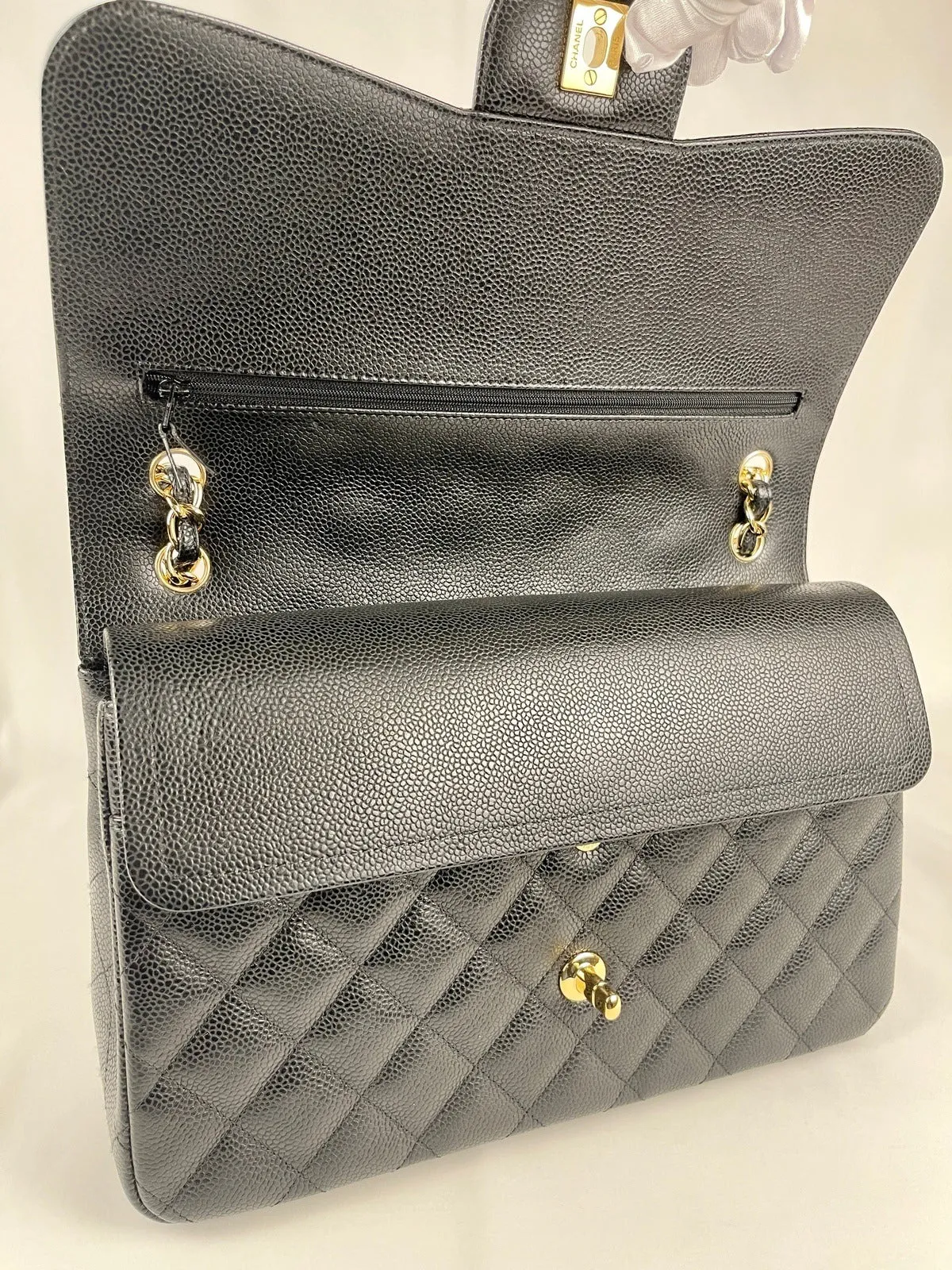 Chanel Classic Flap Jumbo Black Caviar Bag