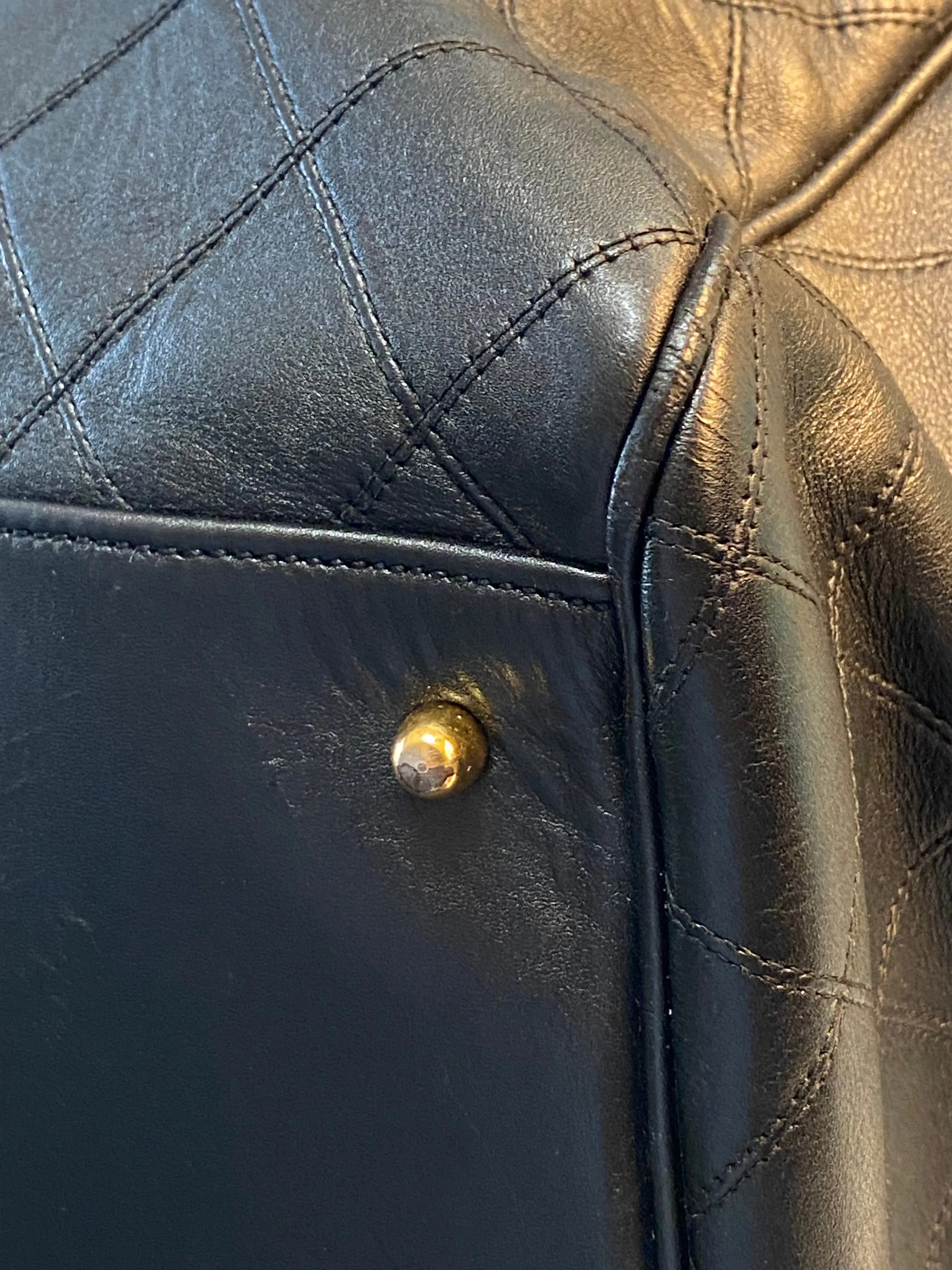 CHANEL Diamond Quilted Lambskin Leather Boston XL Travel Bag In Black