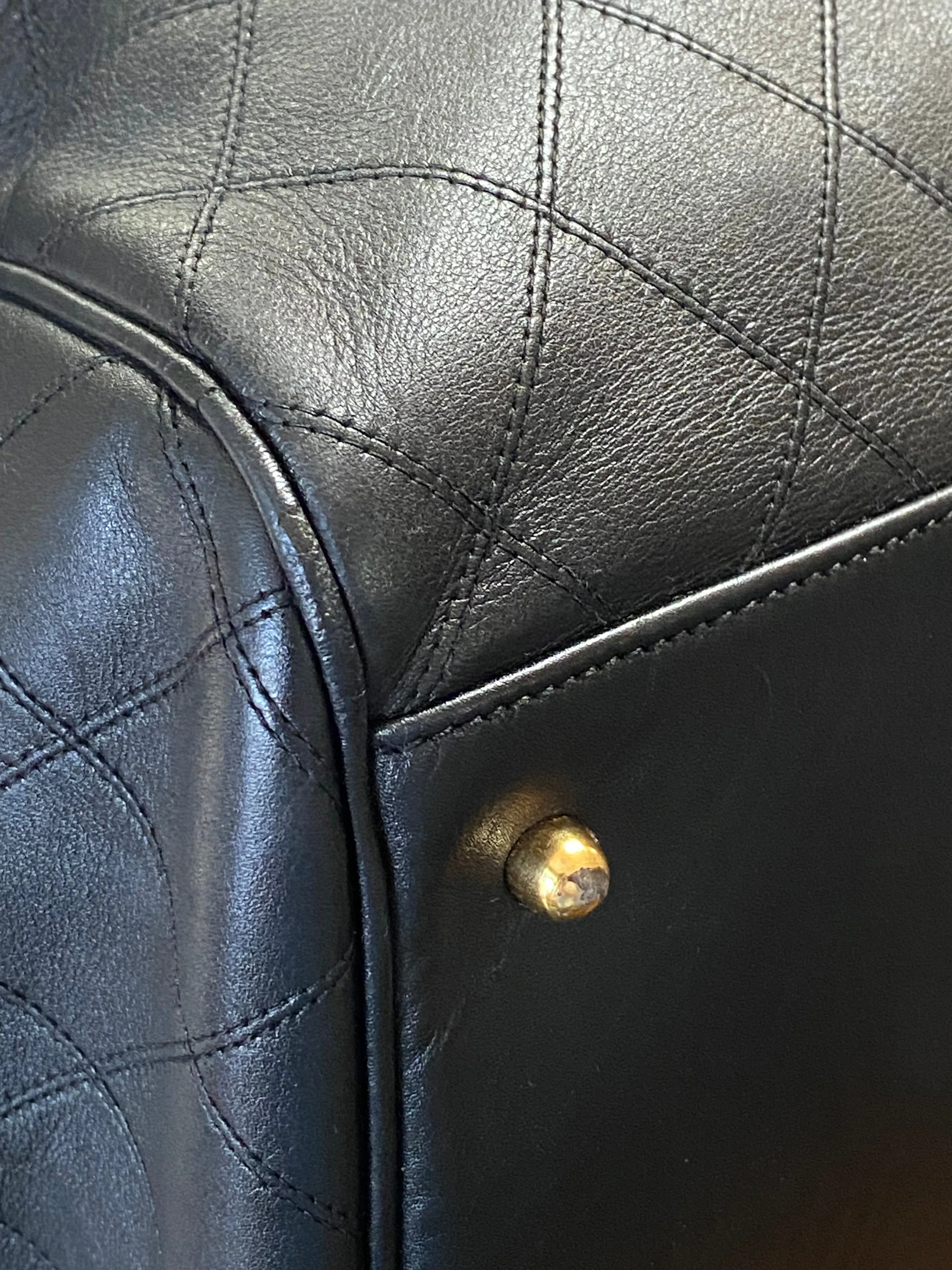 CHANEL Diamond Quilted Lambskin Leather Boston XL Travel Bag In Black