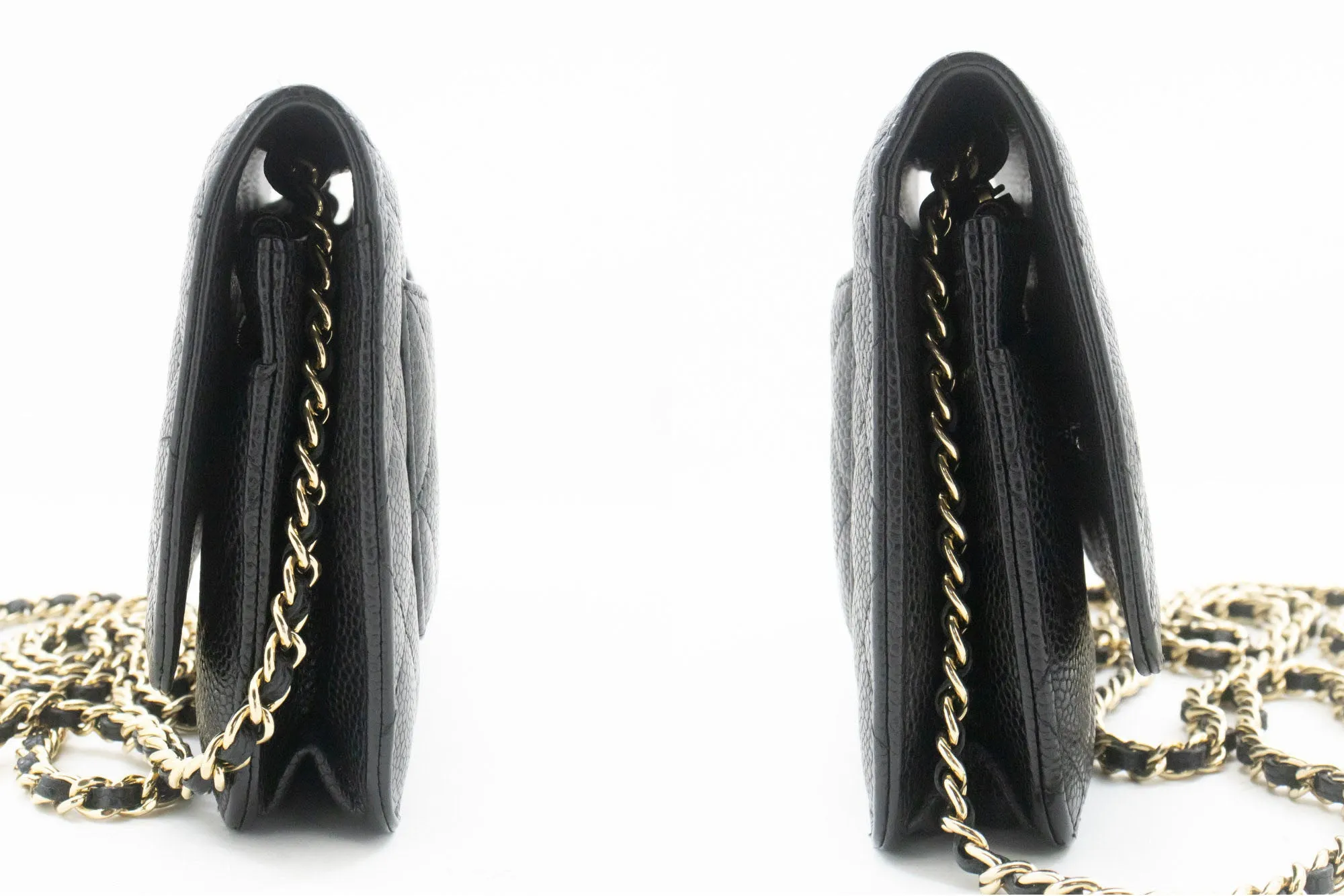 CHANEL Grained Calfskin Wallet On Chain WOC Black Shoulder Bag n96