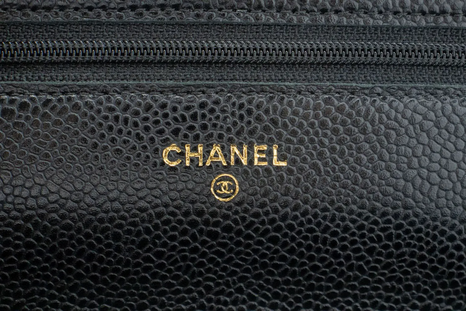 CHANEL Grained Calfskin Wallet On Chain WOC Black Shoulder Bag n96