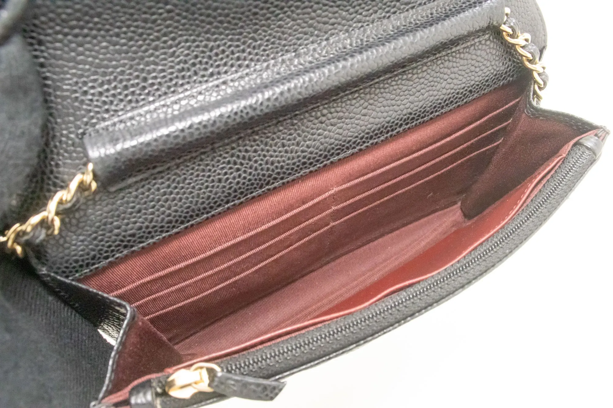 CHANEL Grained Calfskin Wallet On Chain WOC Black Shoulder Bag n96