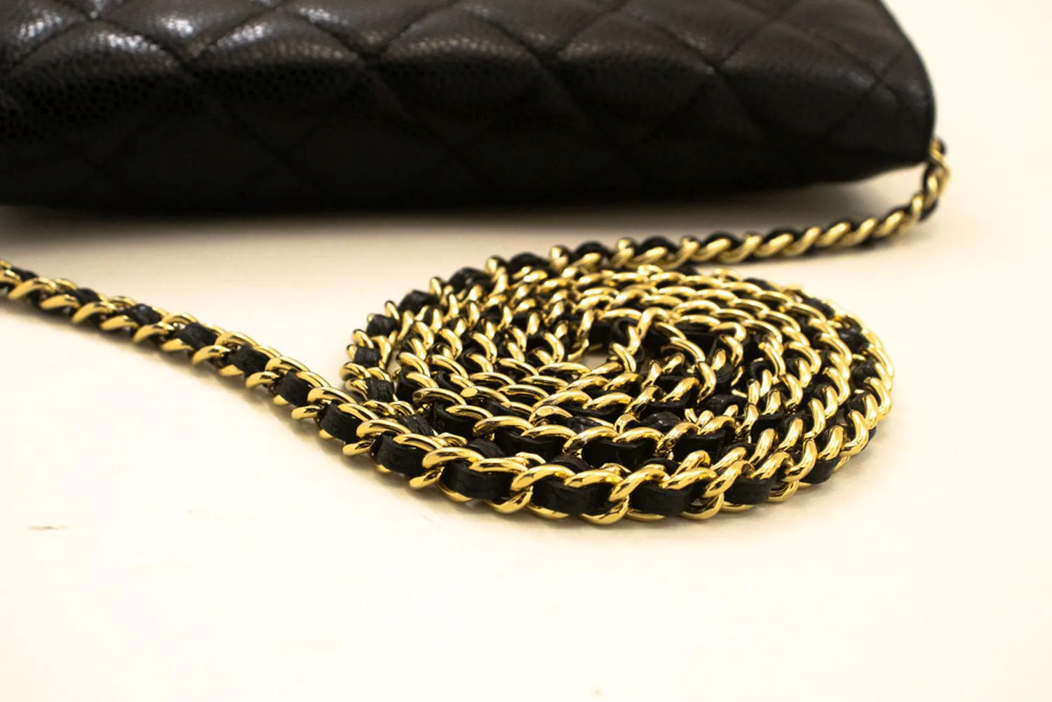 CHANEL Grained Calfskin Wallet On Chain WOC Black Shoulder Bag n96