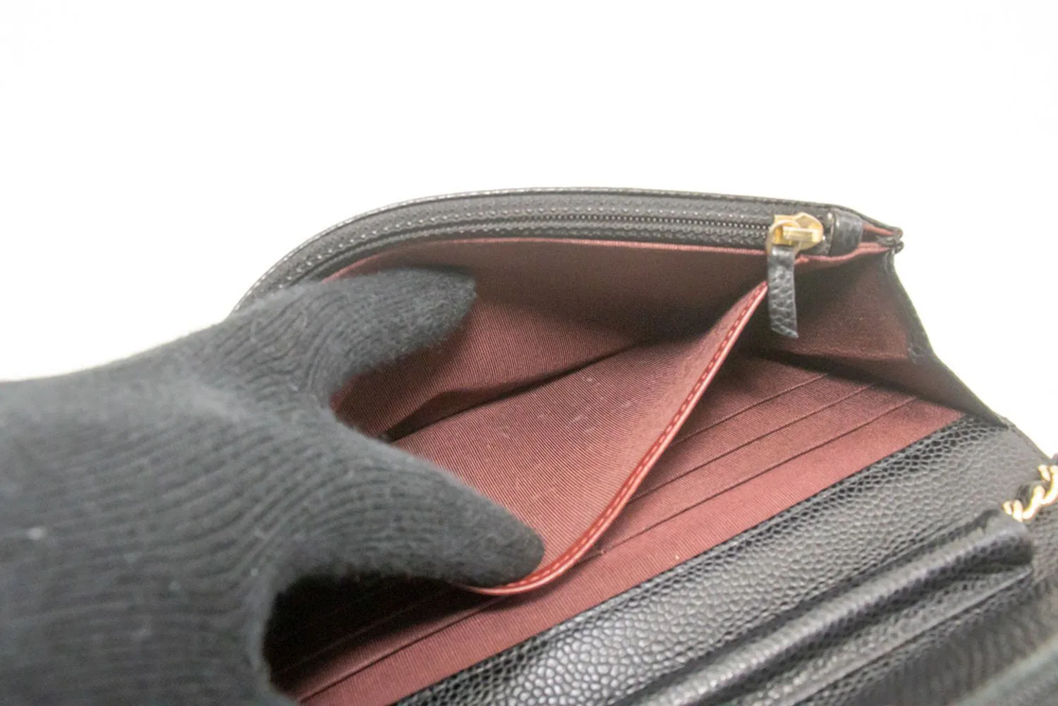 CHANEL Grained Calfskin Wallet On Chain WOC Black Shoulder Bag n96