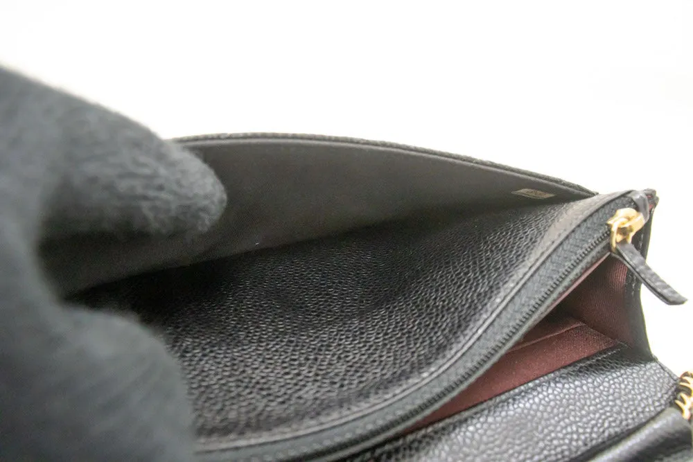 CHANEL Grained Calfskin Wallet On Chain WOC Black Shoulder Bag p63