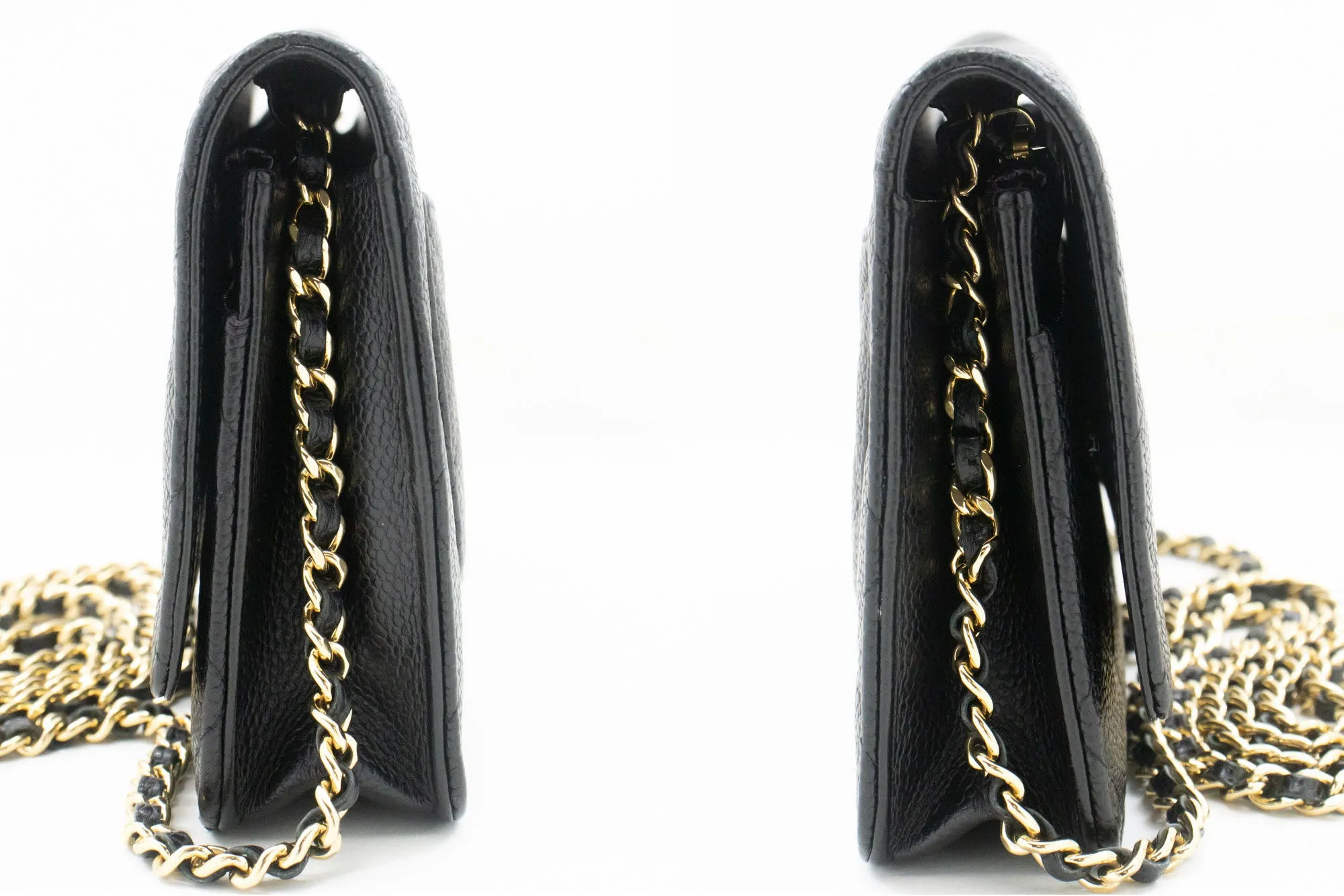 CHANEL Grained Calfskin Wallet On Chain WOC Black Shoulder Bag p63