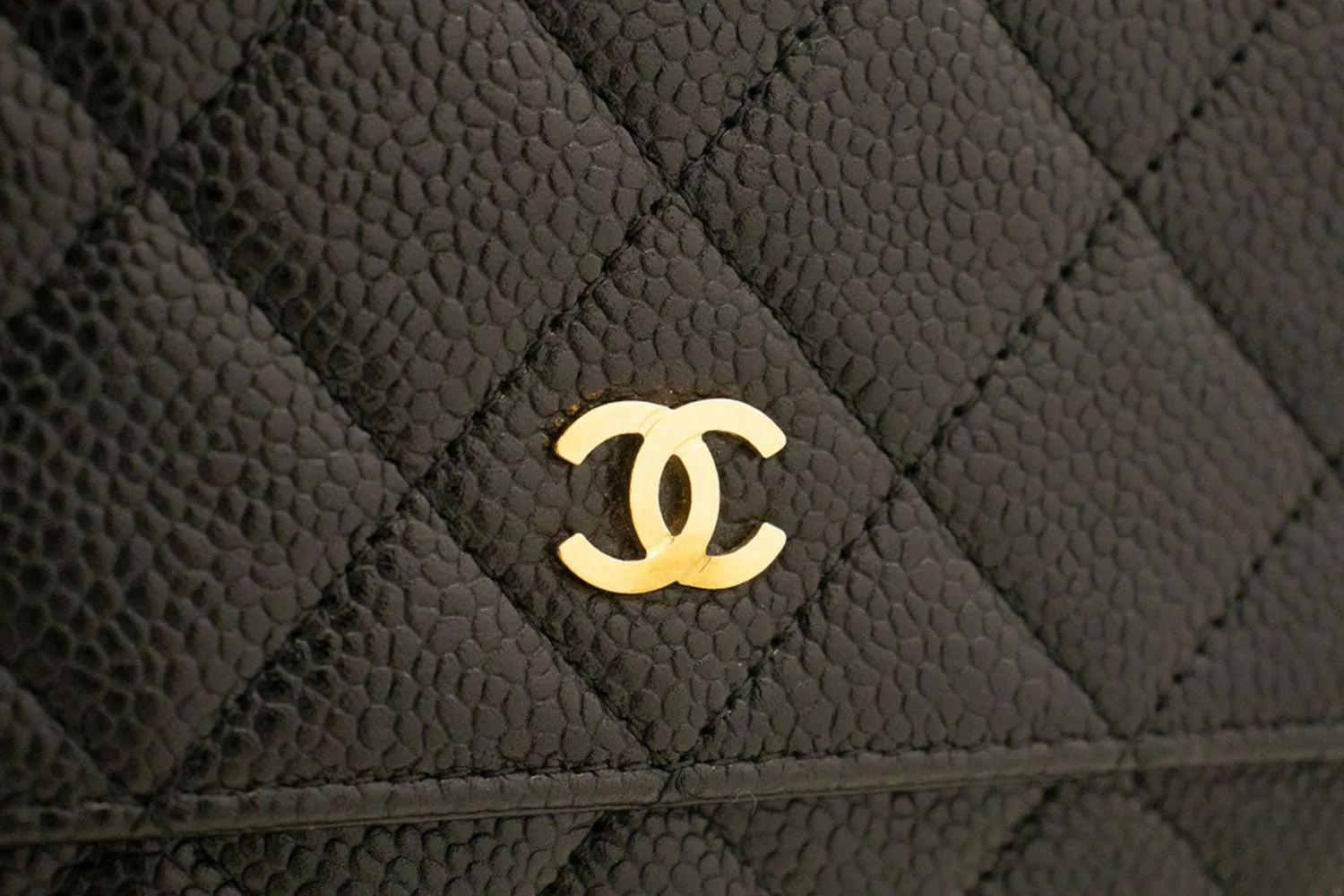 CHANEL Grained Calfskin Wallet On Chain WOC Black Shoulder Bag p63