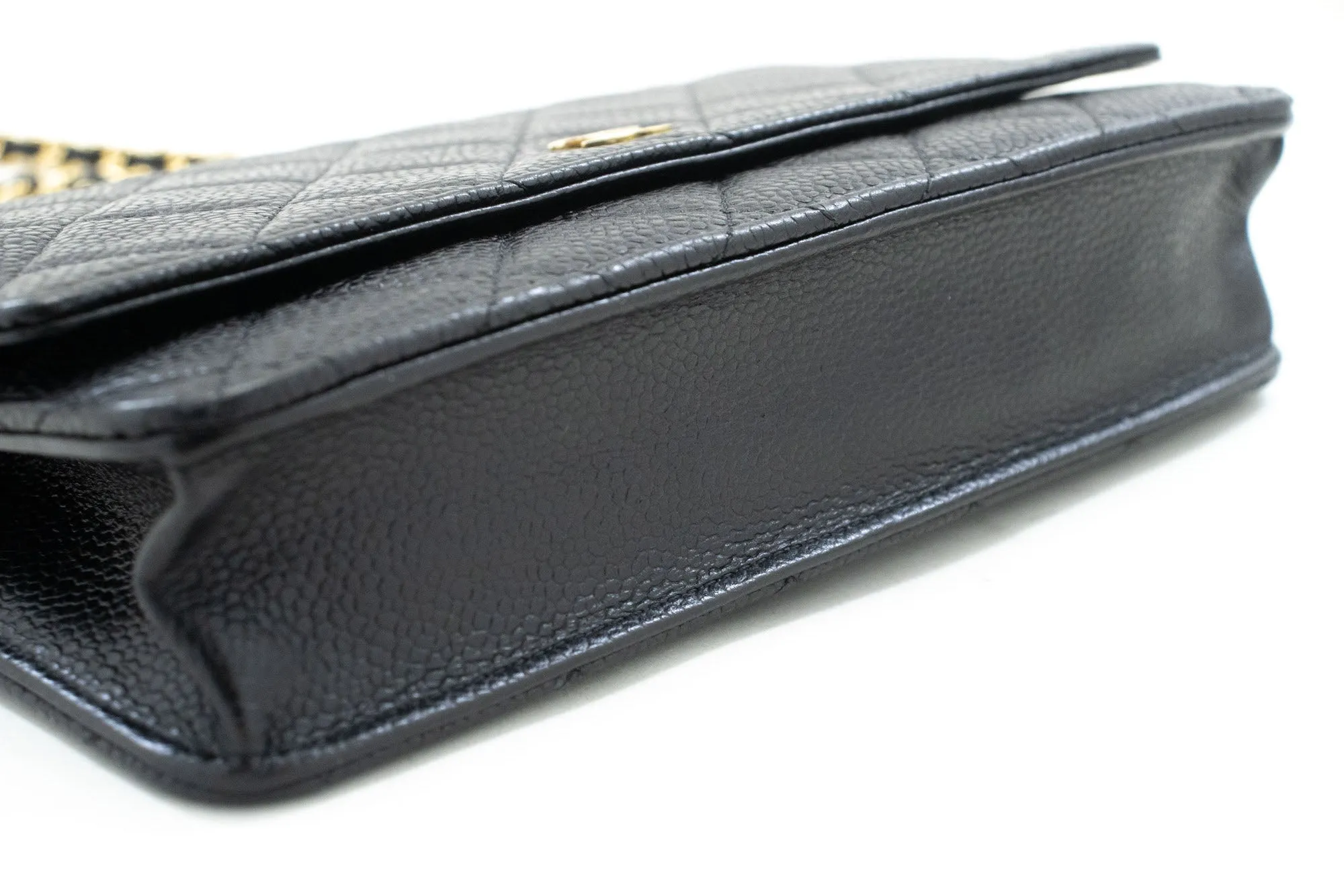 CHANEL Grained Calfskin Wallet On Chain WOC Black Shoulder Bag p63