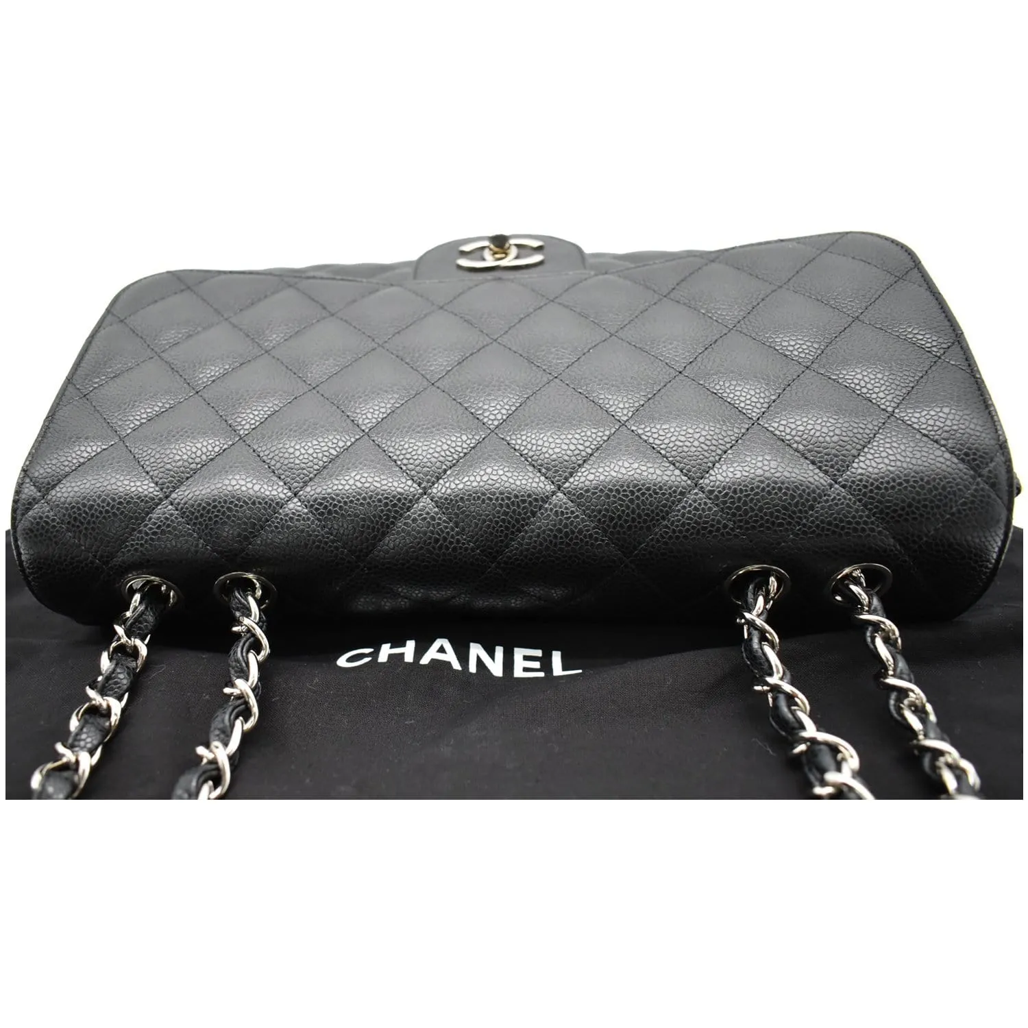 CHANEL Jumbo Classic Single Flap Caviar Leather Shoulder Bag Black