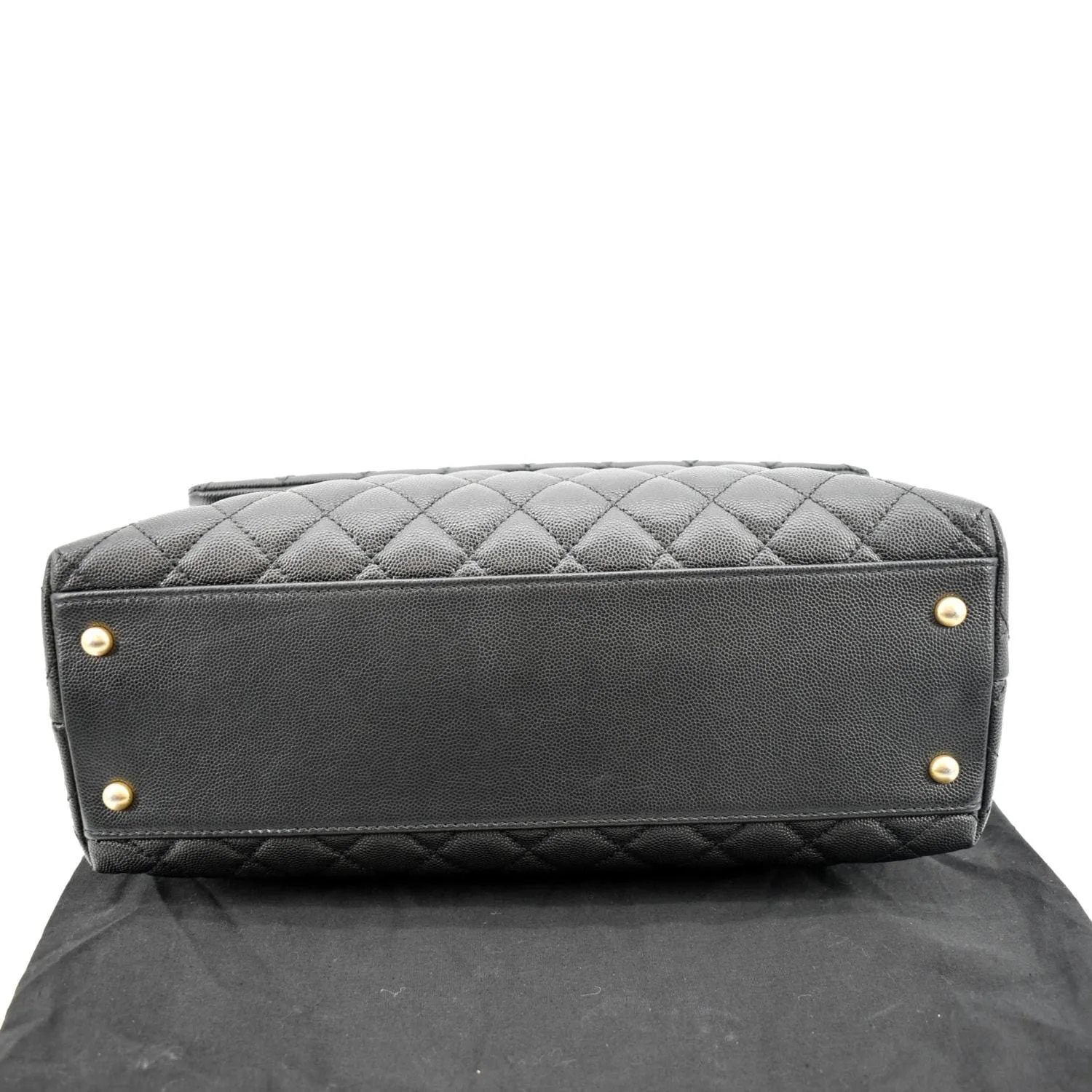 CHANEL Small Coco Quilted Caviar Lizard Handle Shoulder Bag Black  - Hot Deals