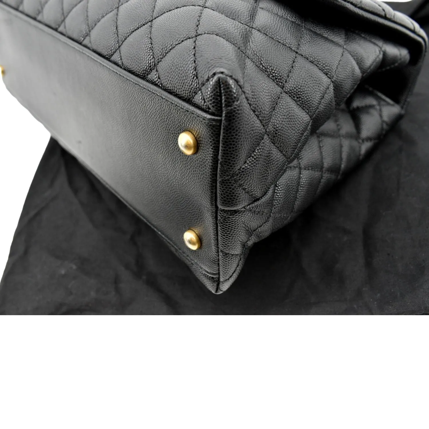 CHANEL Small Coco Quilted Caviar Lizard Handle Shoulder Bag Black  - Hot Deals
