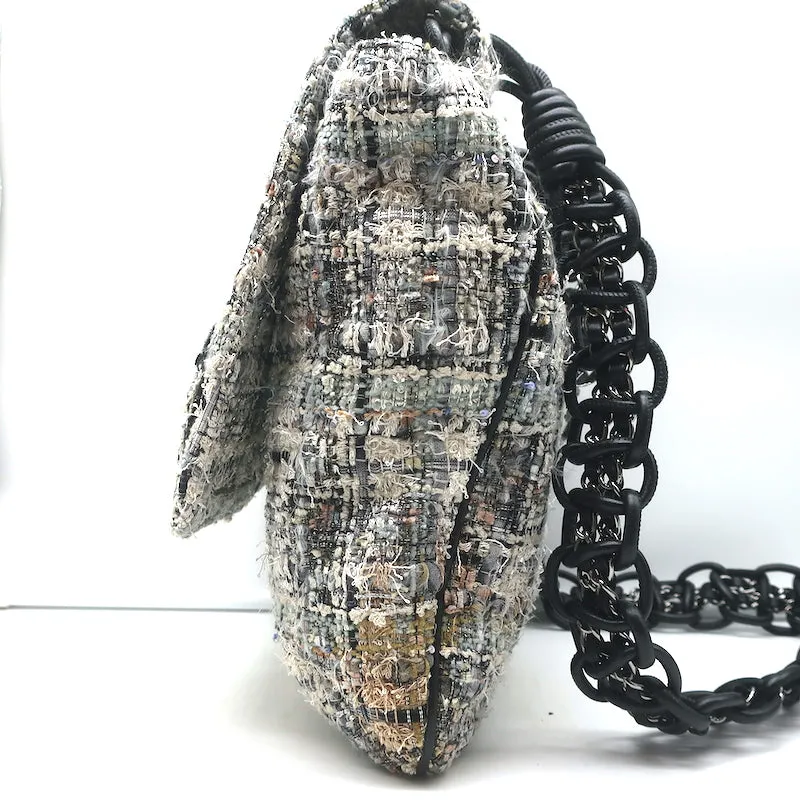 Chanel Tweed Camellia Large Messenger Bag Gray/Black