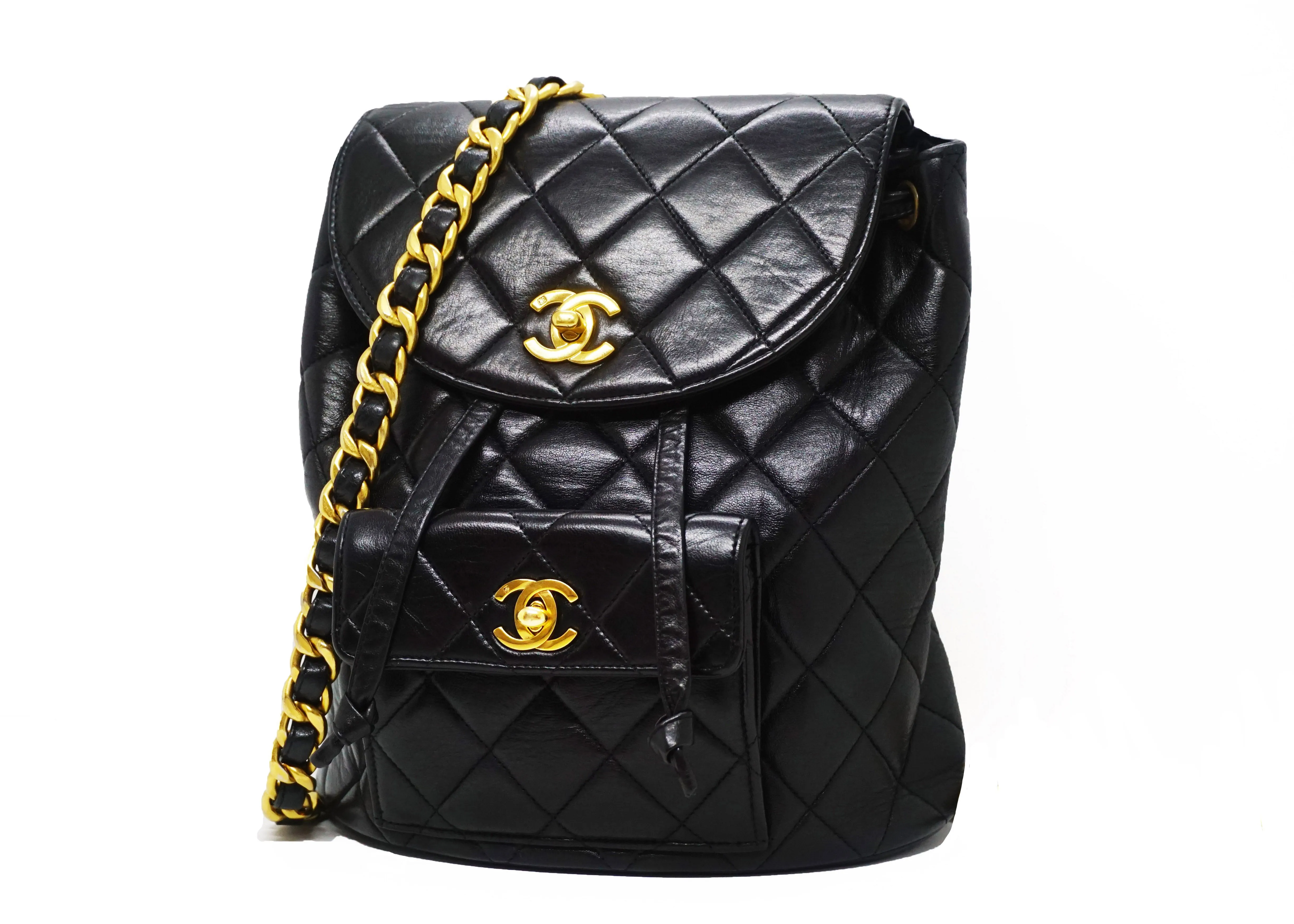 Chanel Vintage Black Lambskin Duma Backpack