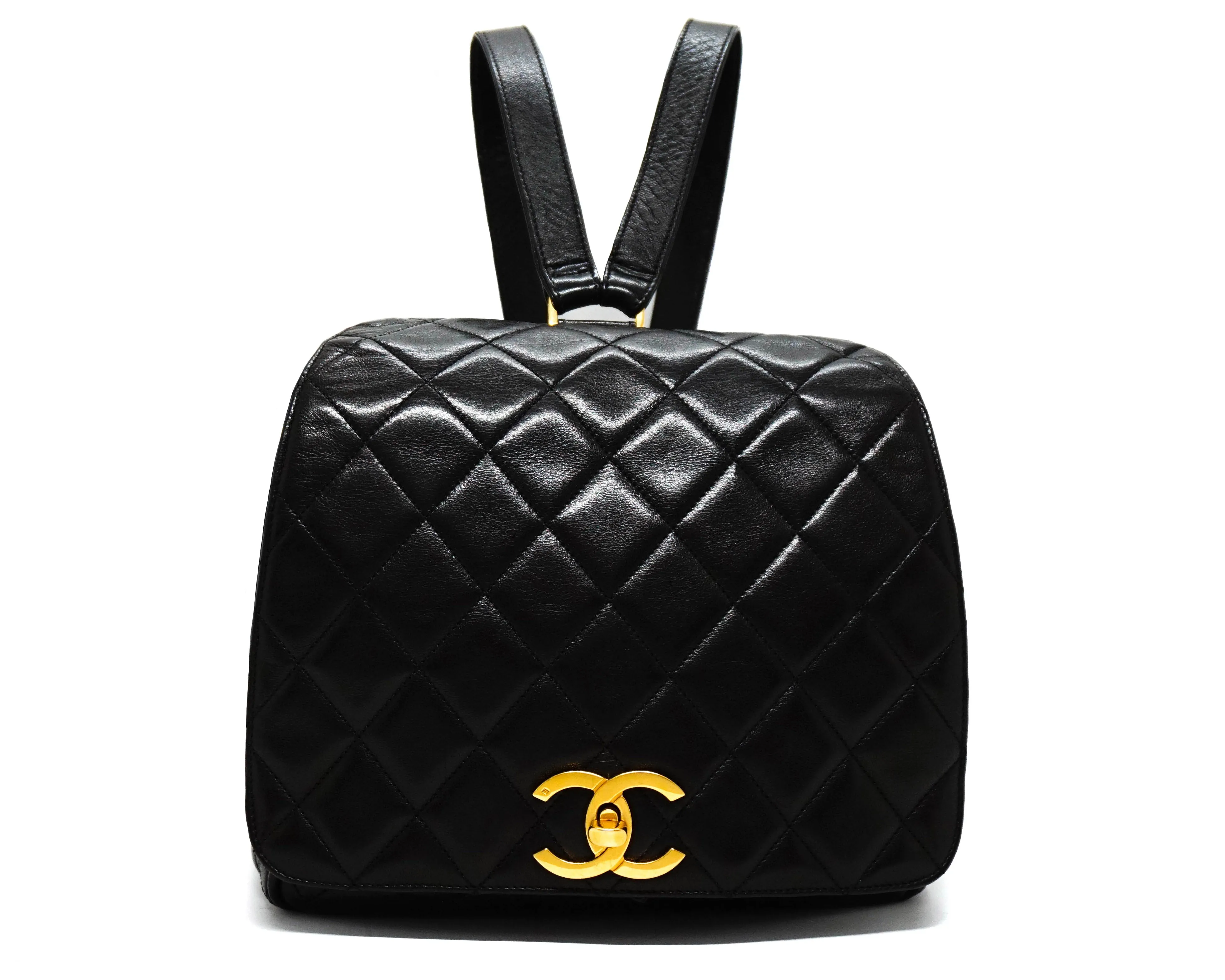 Chanel Vintage Black Lambskin Rare Backpack