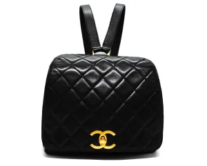 Chanel Vintage Black Lambskin Rare Backpack