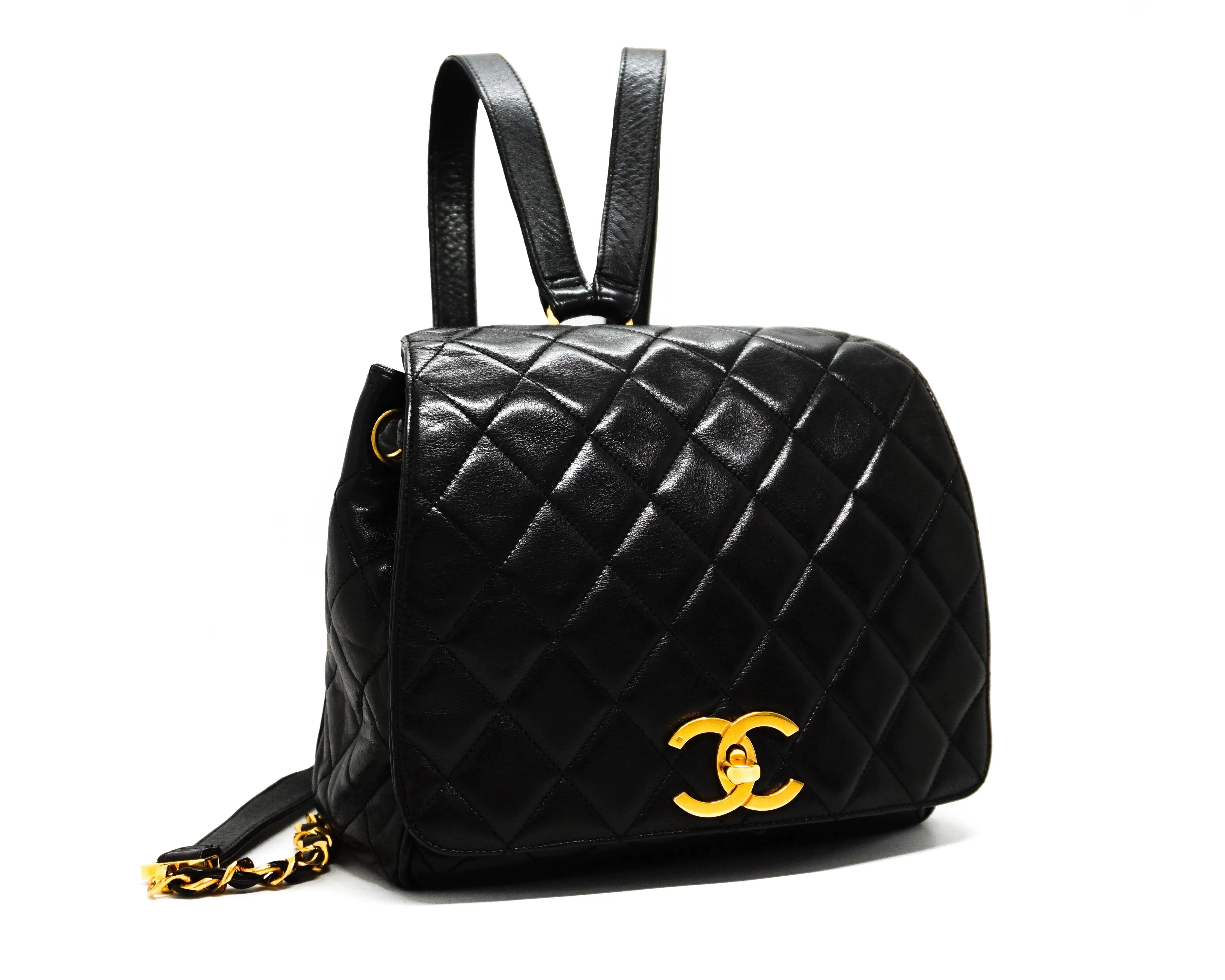 Chanel Vintage Black Lambskin Rare Backpack