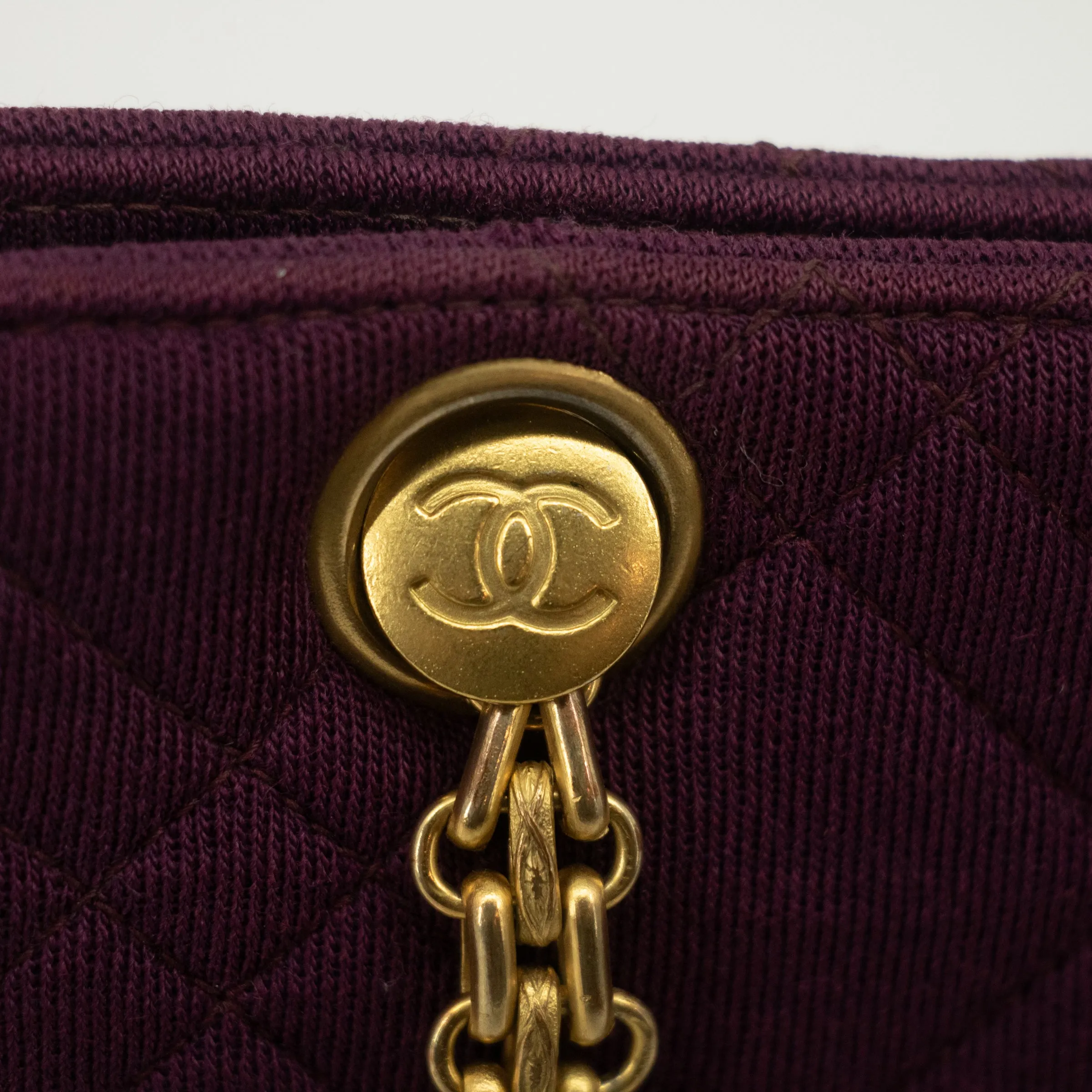 Chanel Vintage Purple Cotton Kisslock Shoulder Bag-#2533