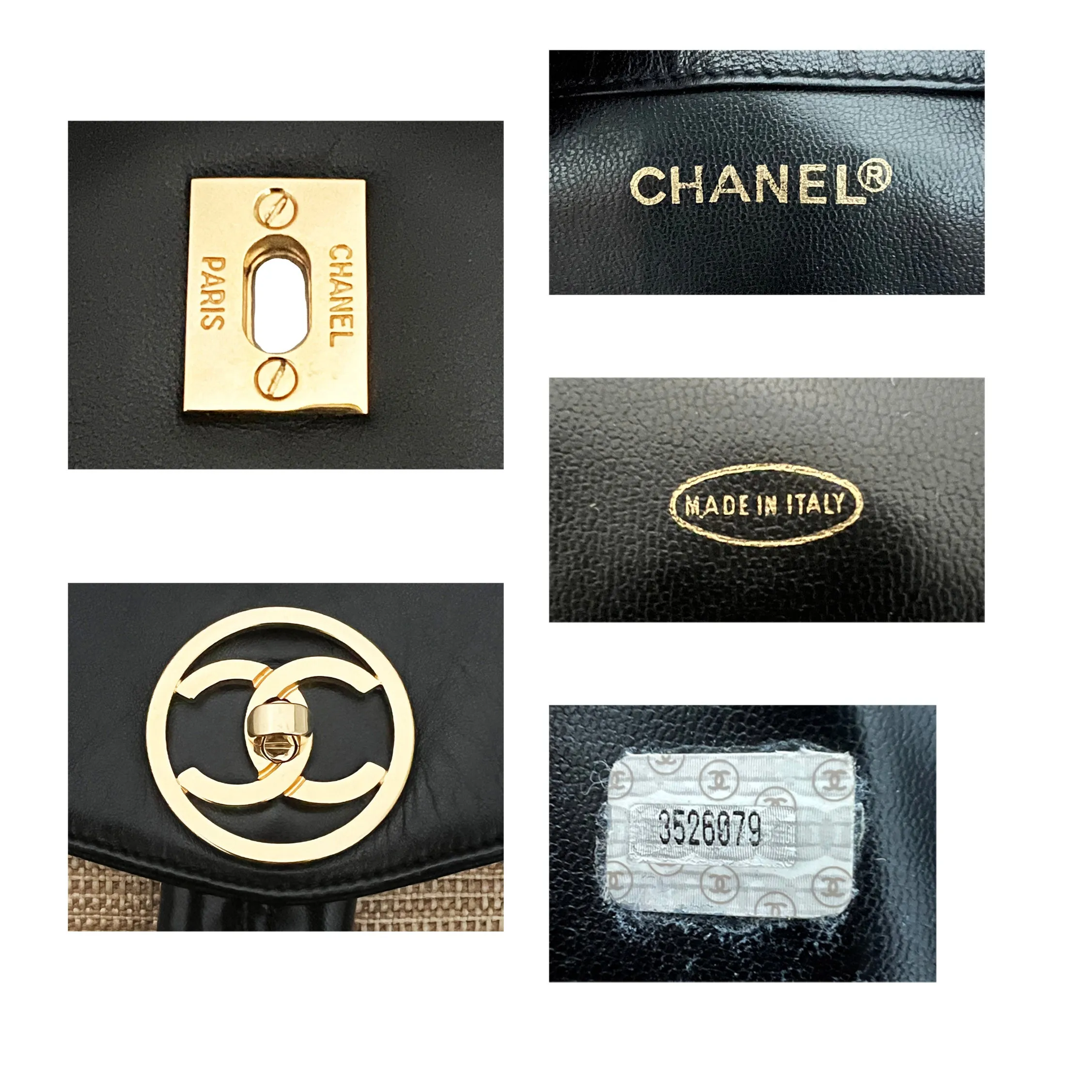 Chanel Vintage Rare Black Lambskin & Raffia Backpack