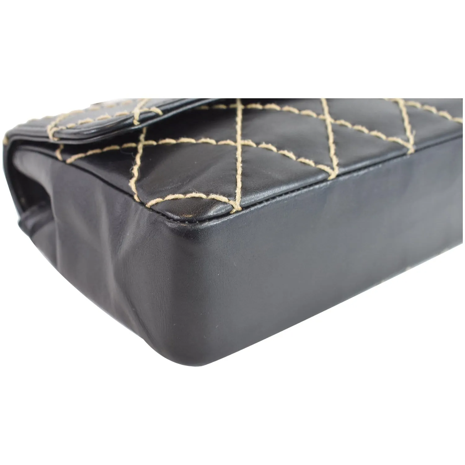 CHANEL Wild Stitch Quilted Calfskin Flap Shoulder Bag Black