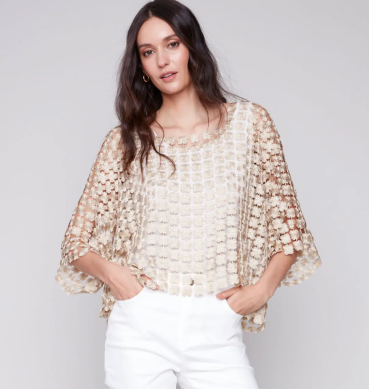 Charlie B. Gold Crochet Top