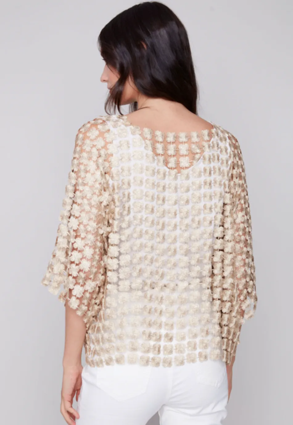 Charlie B. Gold Crochet Top