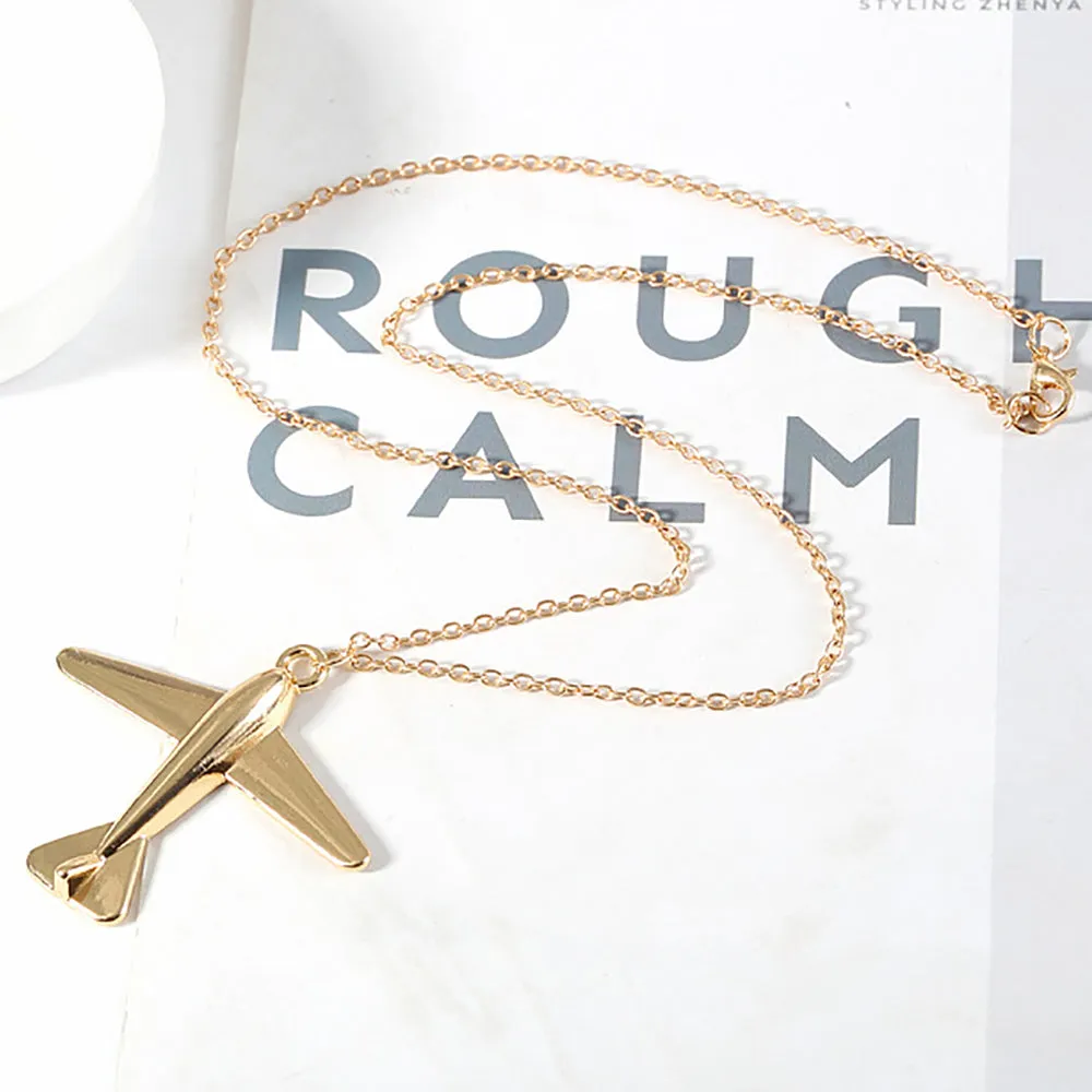 Charm Airplane Necklace Pendant Travel Fashion Simple Jewelry