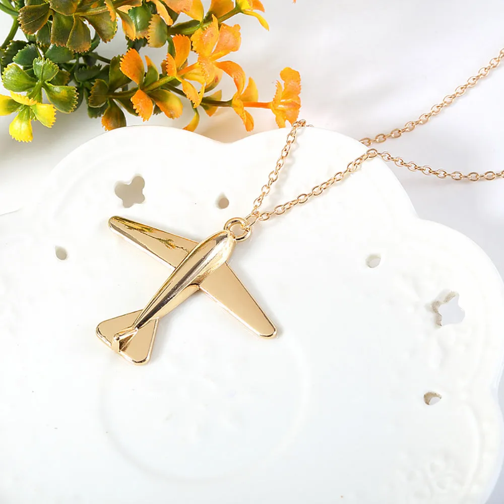 Charm Airplane Necklace Pendant Travel Fashion Simple Jewelry