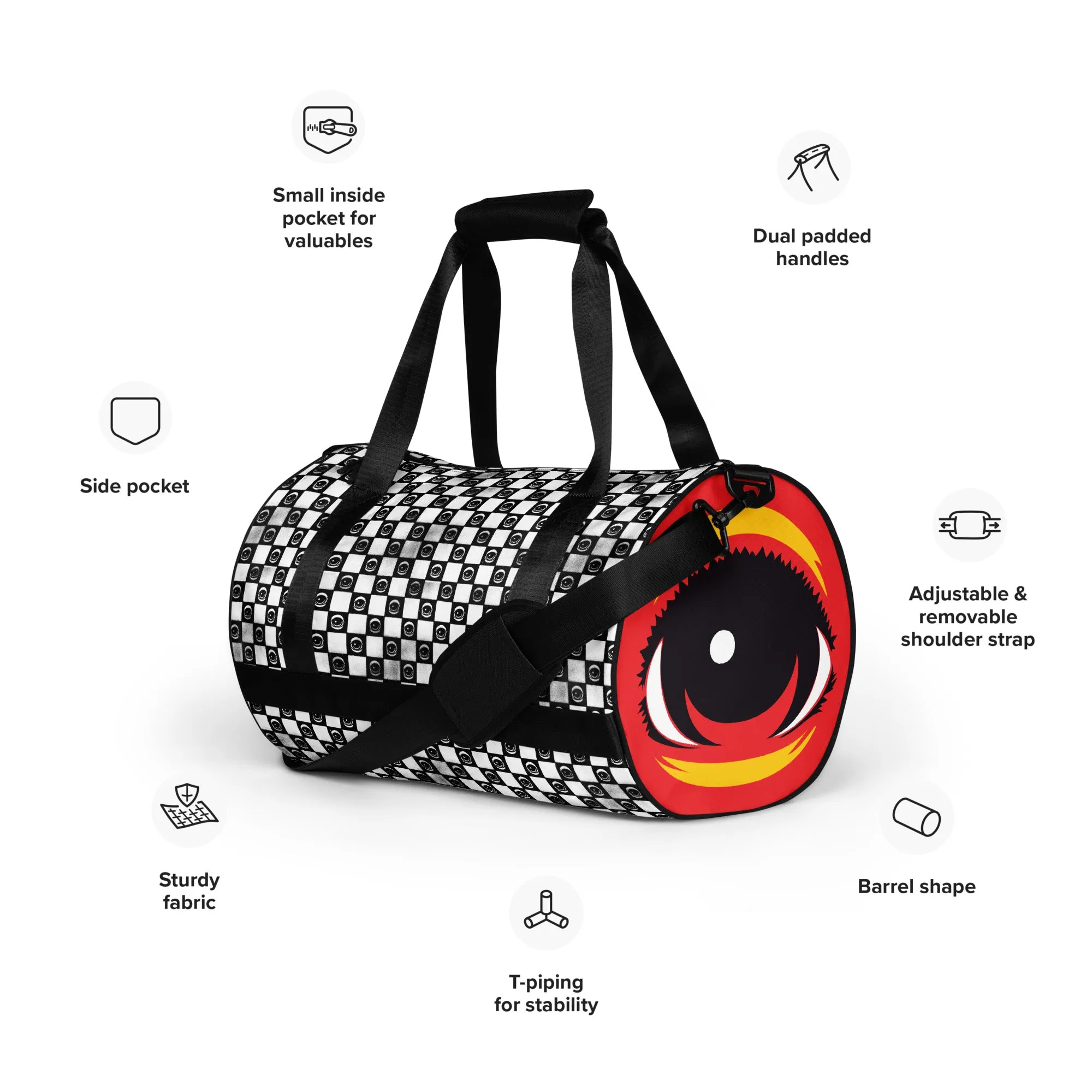 Checkered EYEZ All-over print gym bag