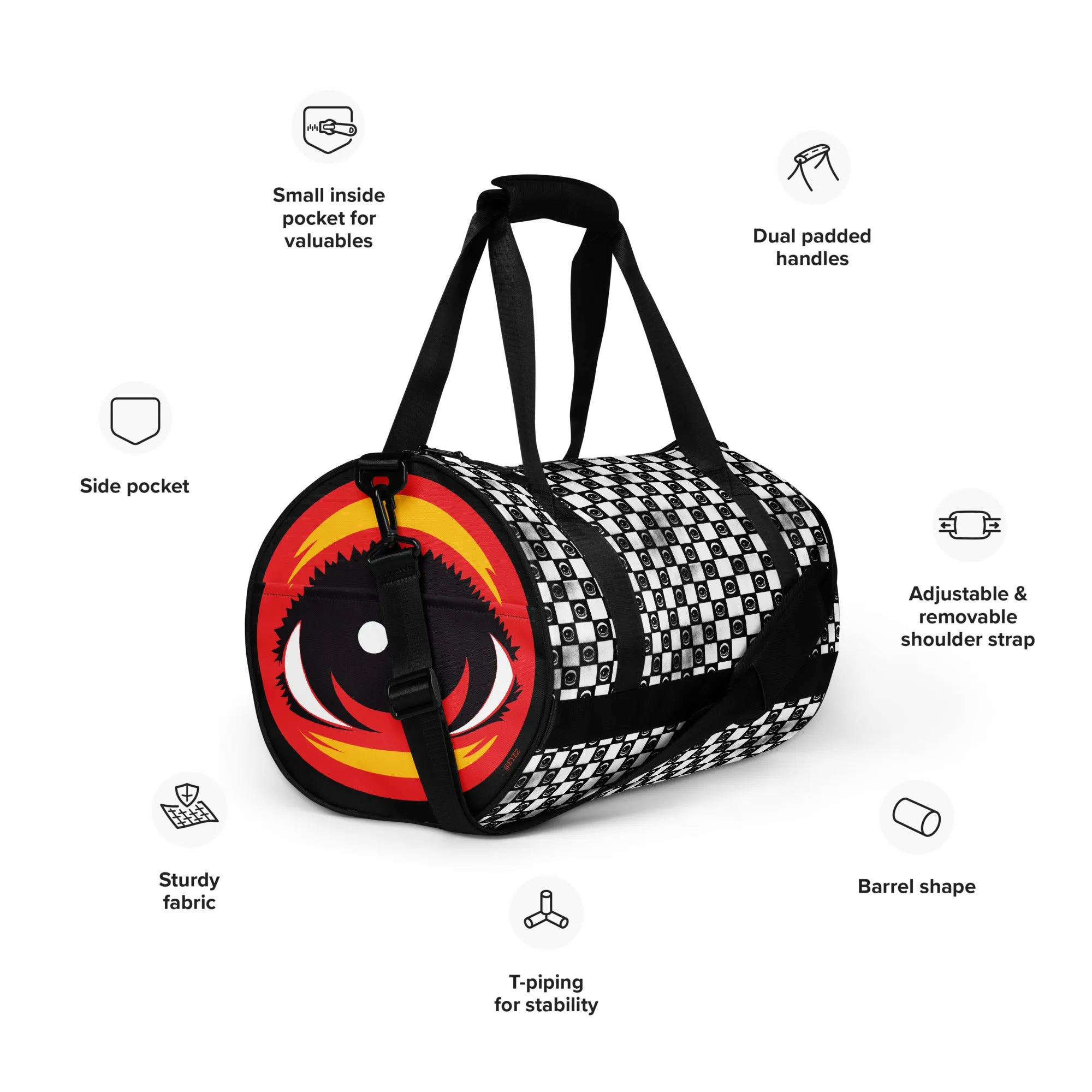 Checkered EYEZ All-over print gym bag