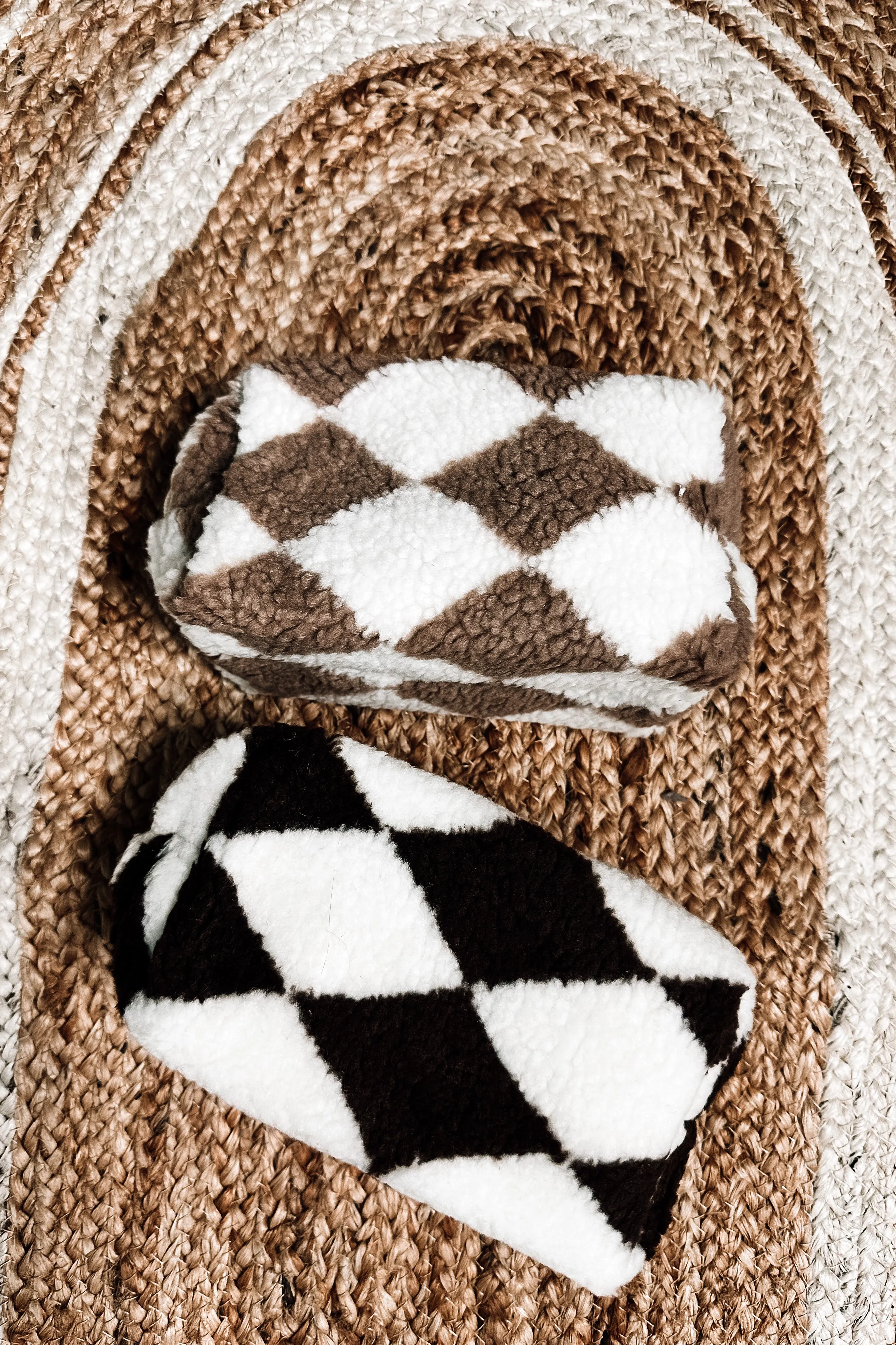 Checkered Sherpa Makeup Bag