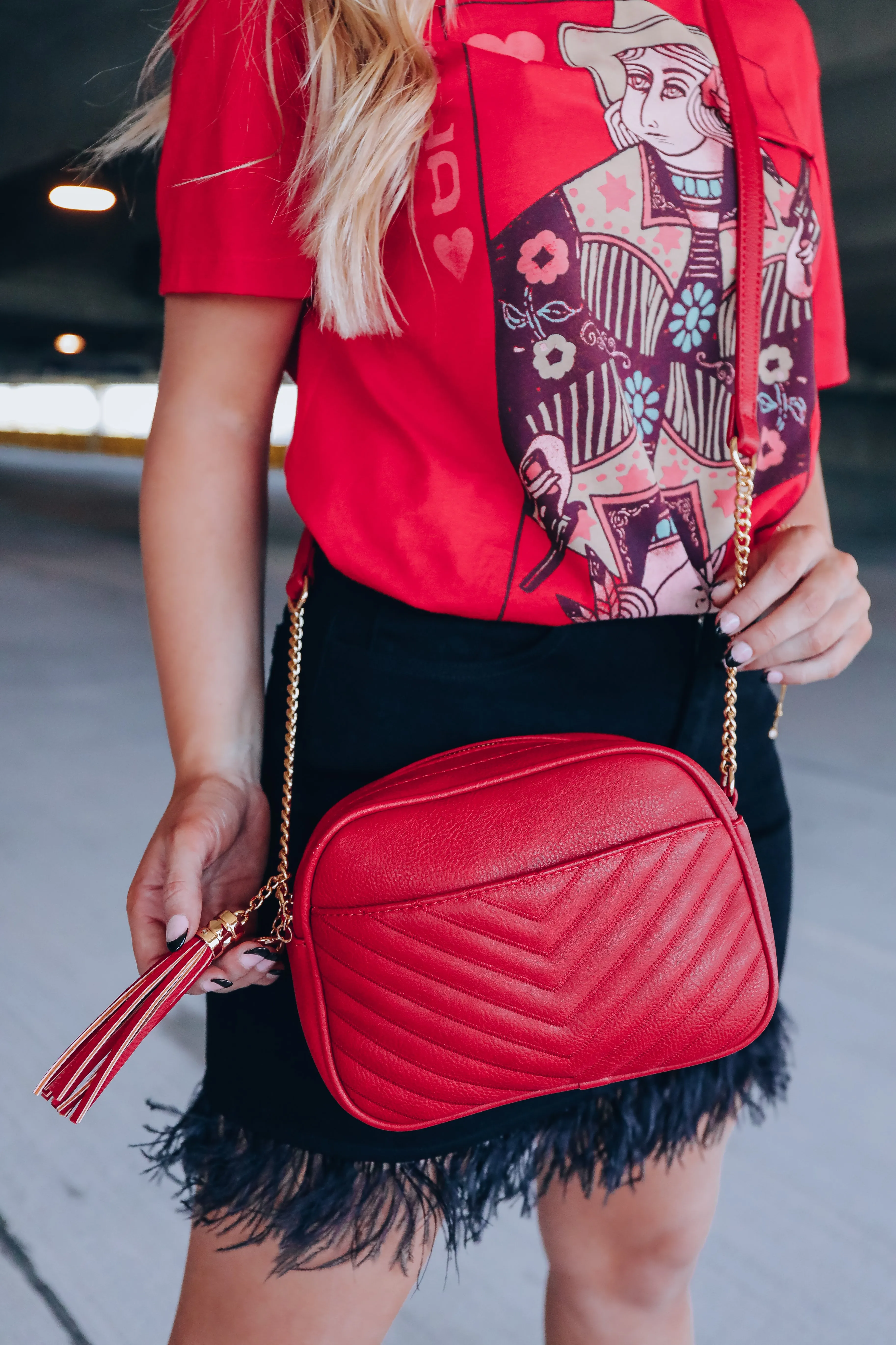 Chevron Everyday Crossbody Bag - Red