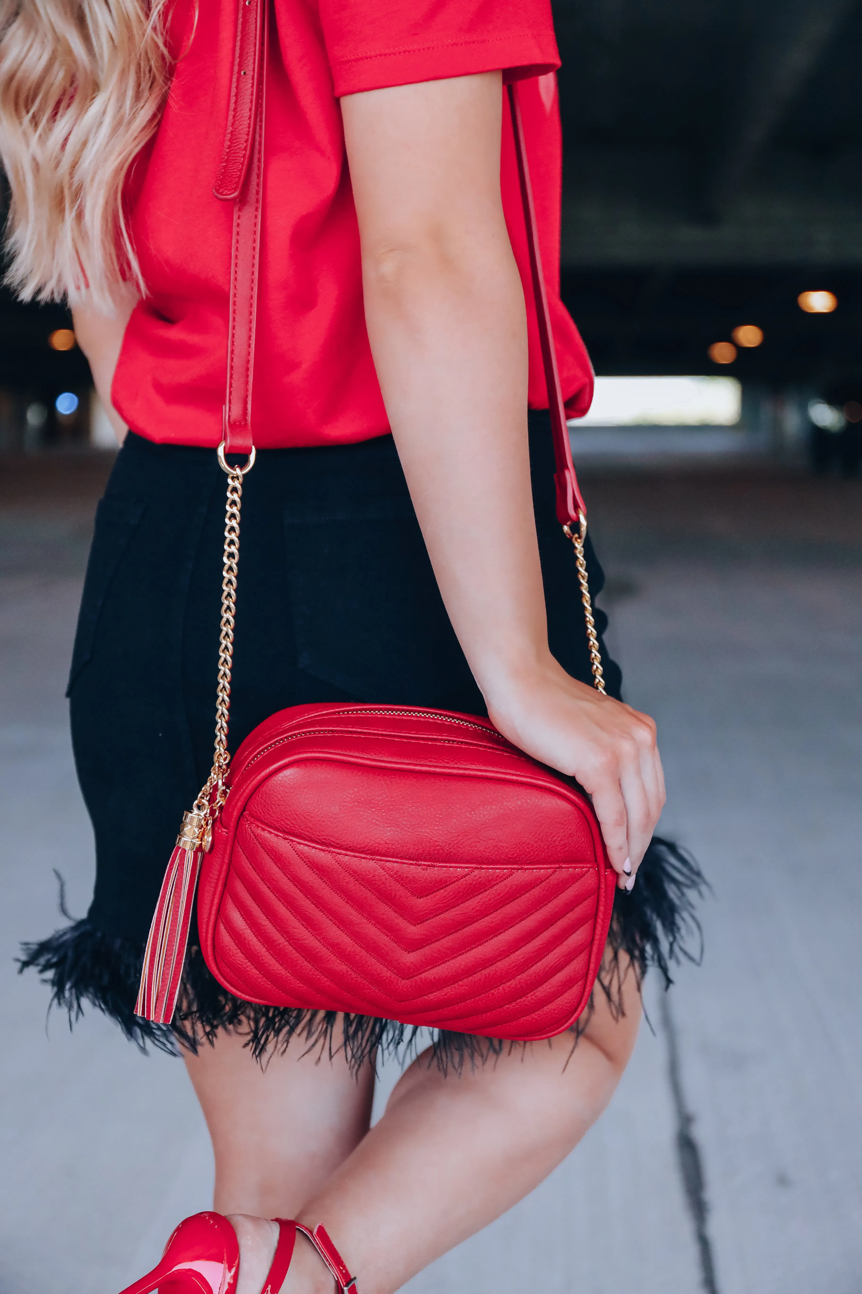 Chevron Everyday Crossbody Bag - Red