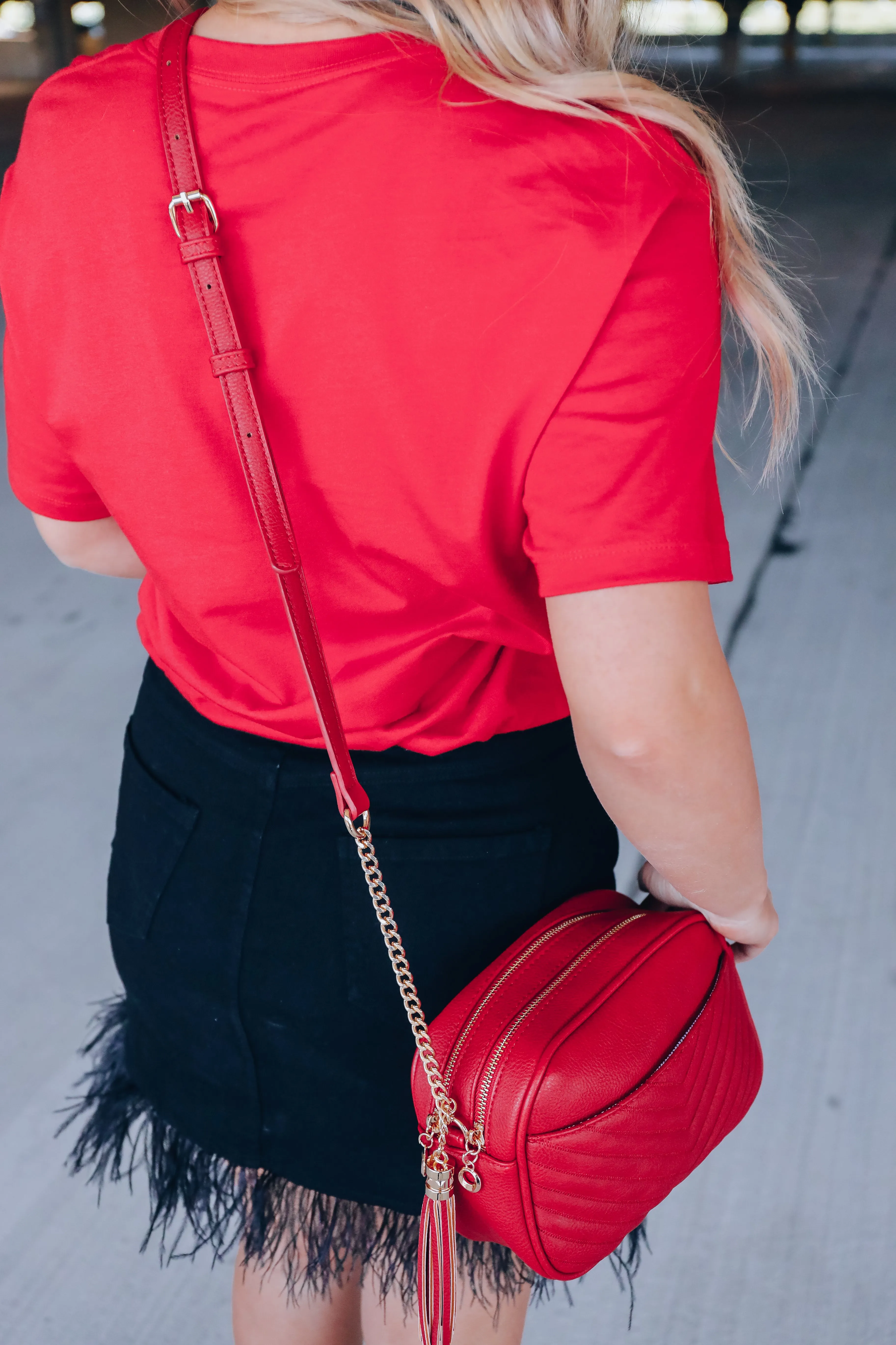 Chevron Everyday Crossbody Bag - Red