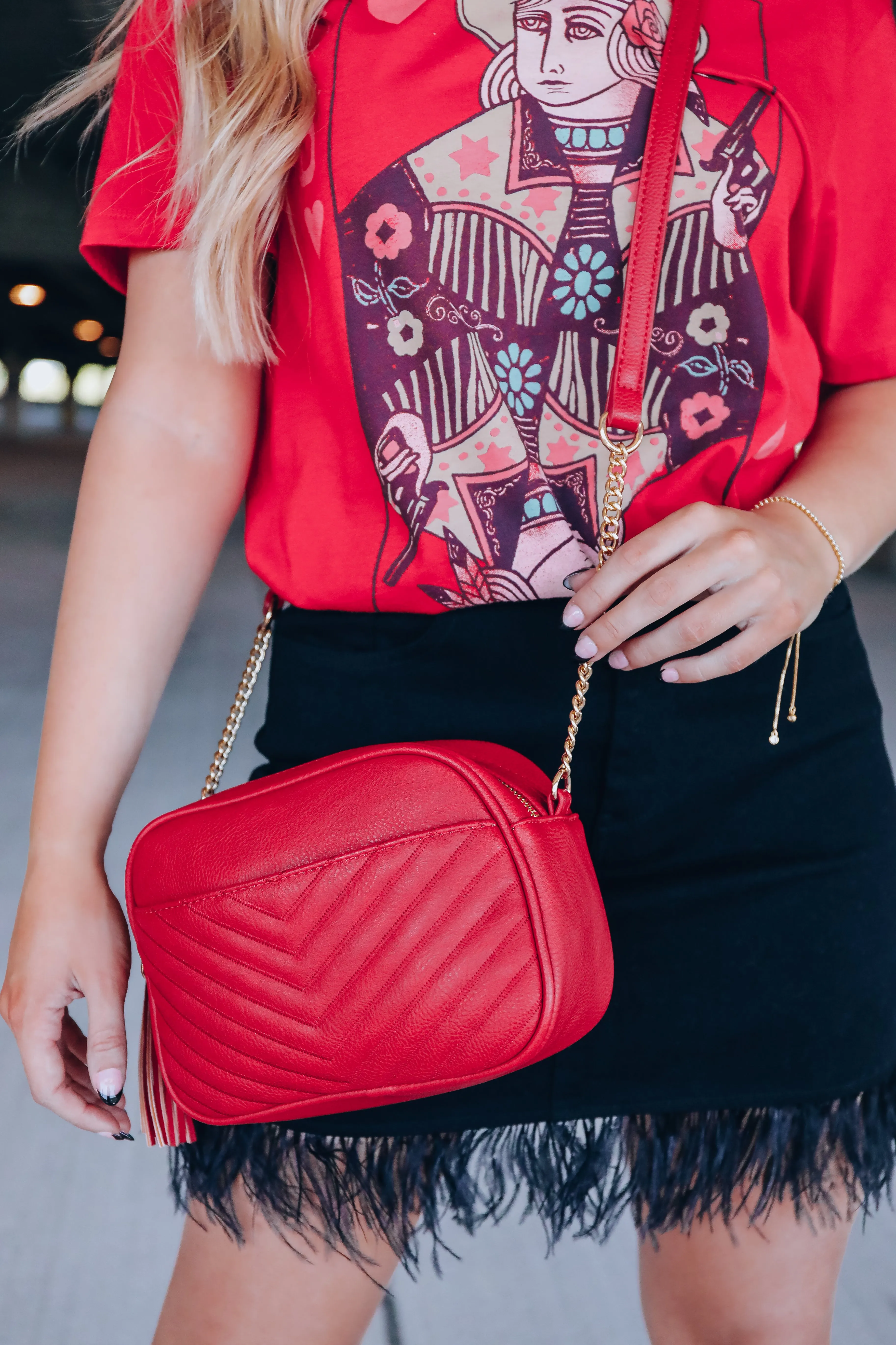 Chevron Everyday Crossbody Bag - Red