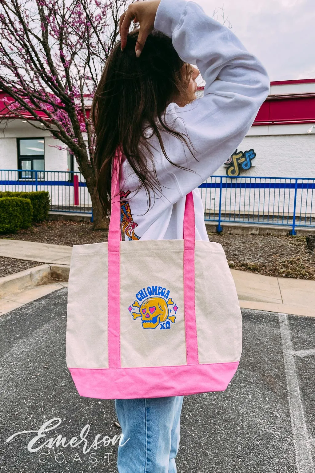 Chi Omega Skull Bid Day Tote