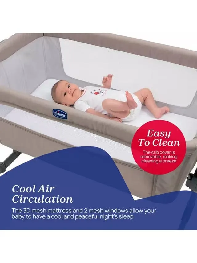 Chicco Next2Me Essential Bedside Crib - Dune Re-Lux