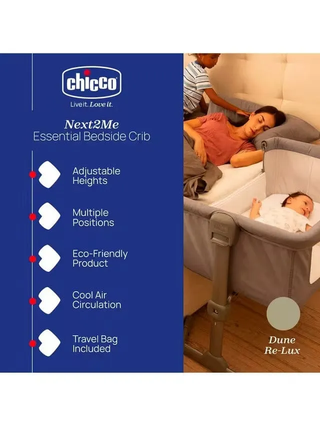 Chicco Next2Me Essential Bedside Crib - Dune Re-Lux
