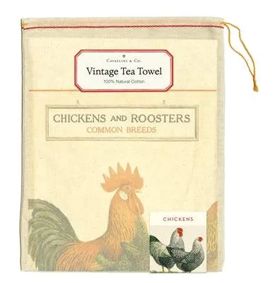 CHICKENS & ROOSTERS TEA TOWEL